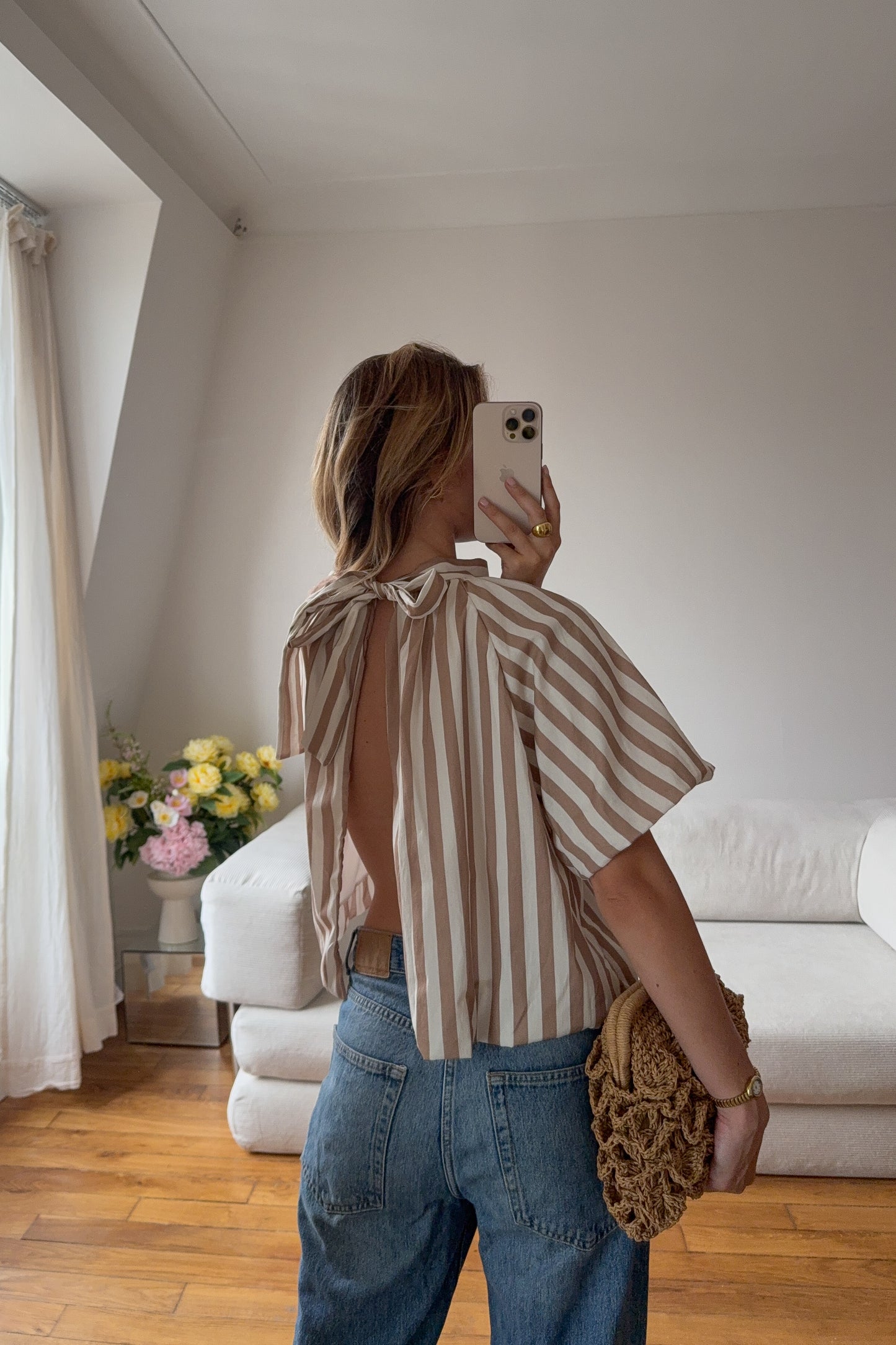 TOP THOMAS BEIGE ET ECRU