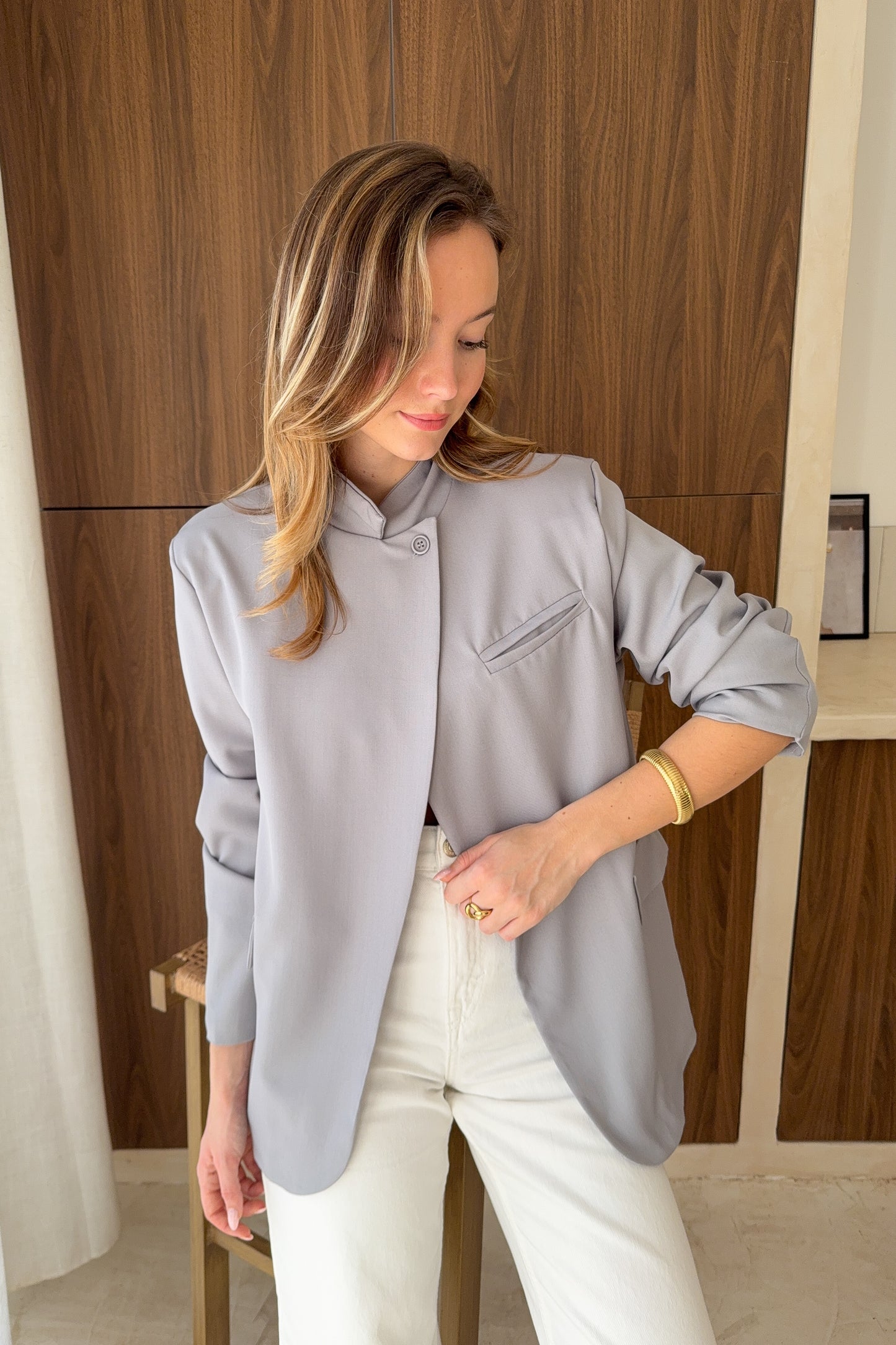 VESTE ASYMETRIQUE LILY - GRISE