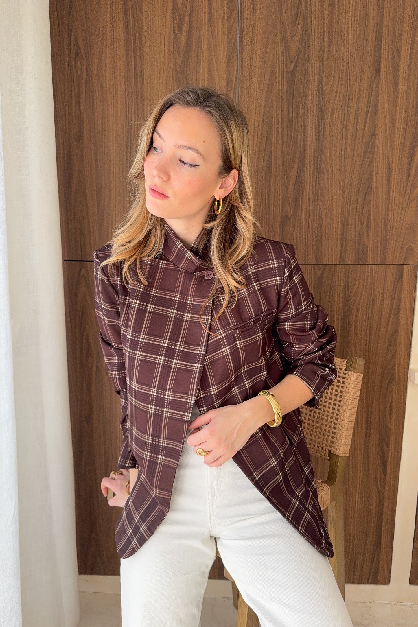 VESTE ASYMETRIQUE ZOE - CHOCO