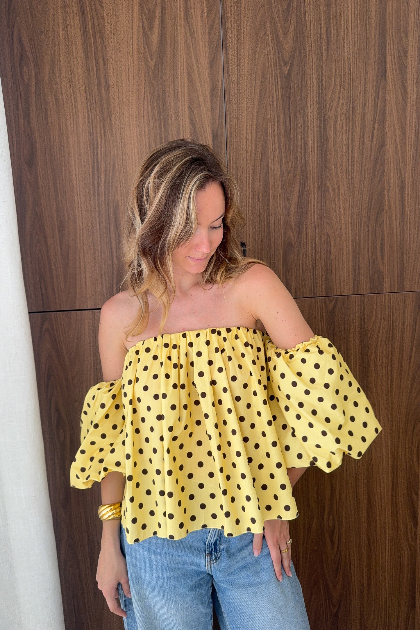 TOP PAOLINA A POIS JAUNE
