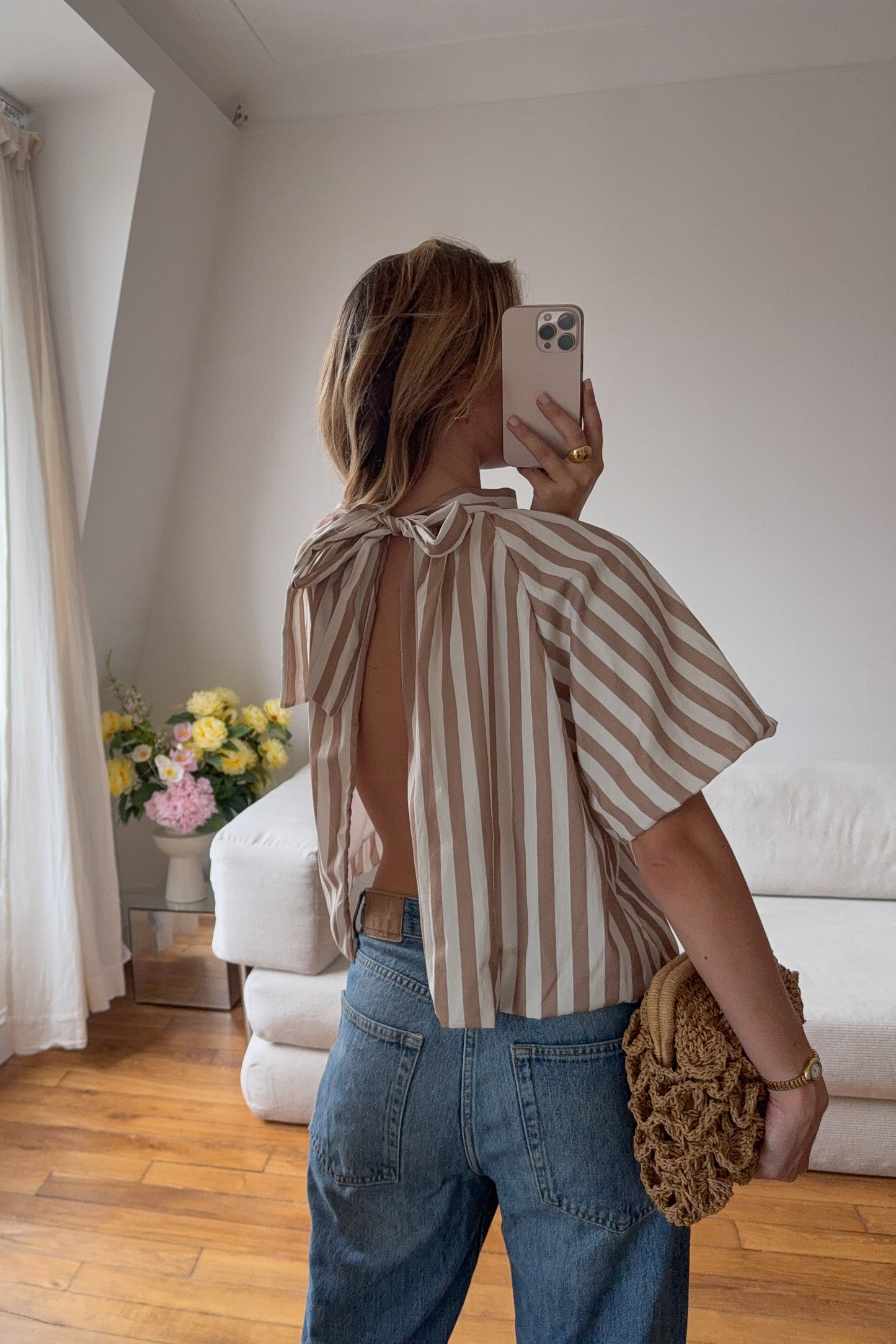 TOP THOMAS BEIGE ET ECRU