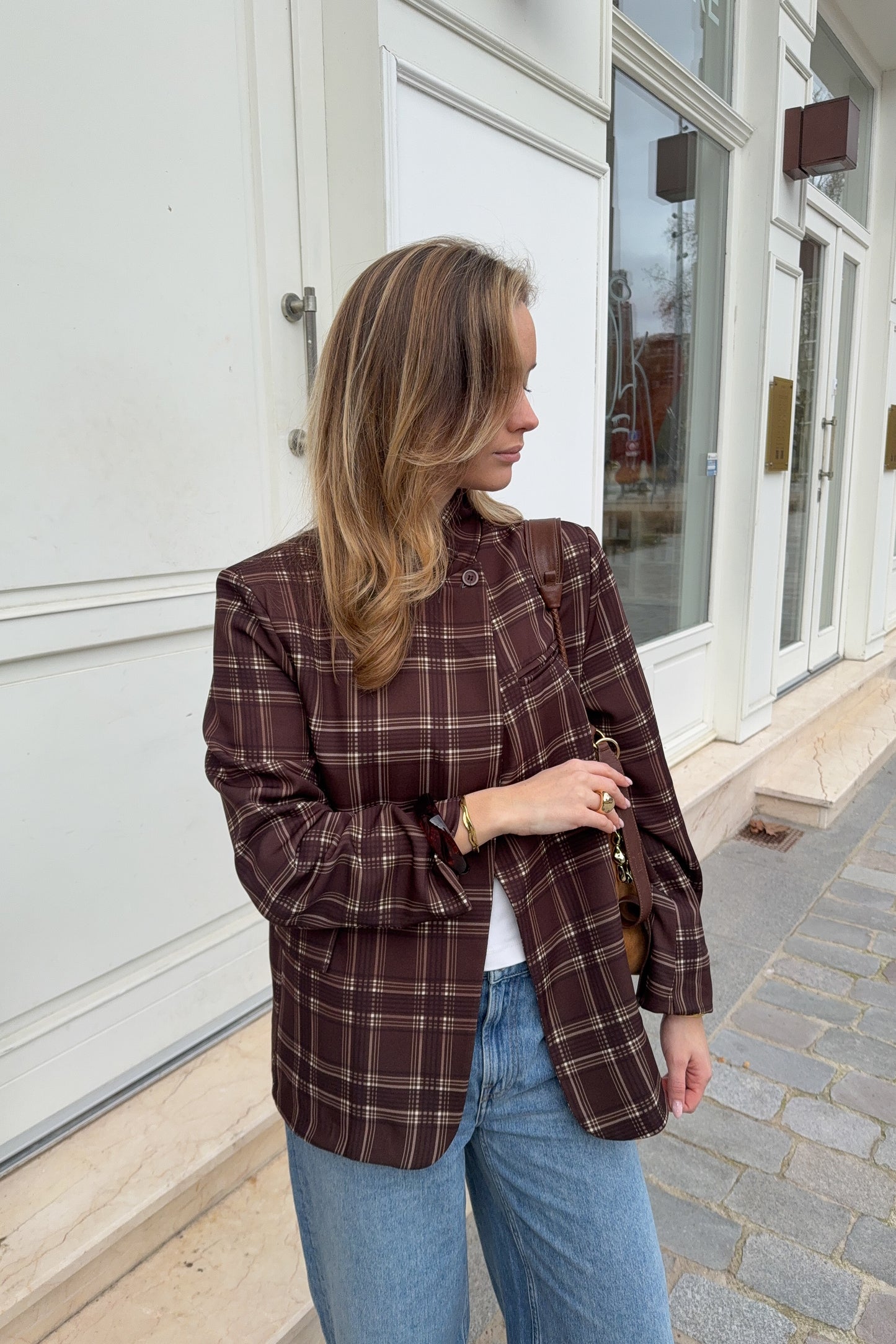 VESTE ASYMETRIQUE ZOE - CHOCO