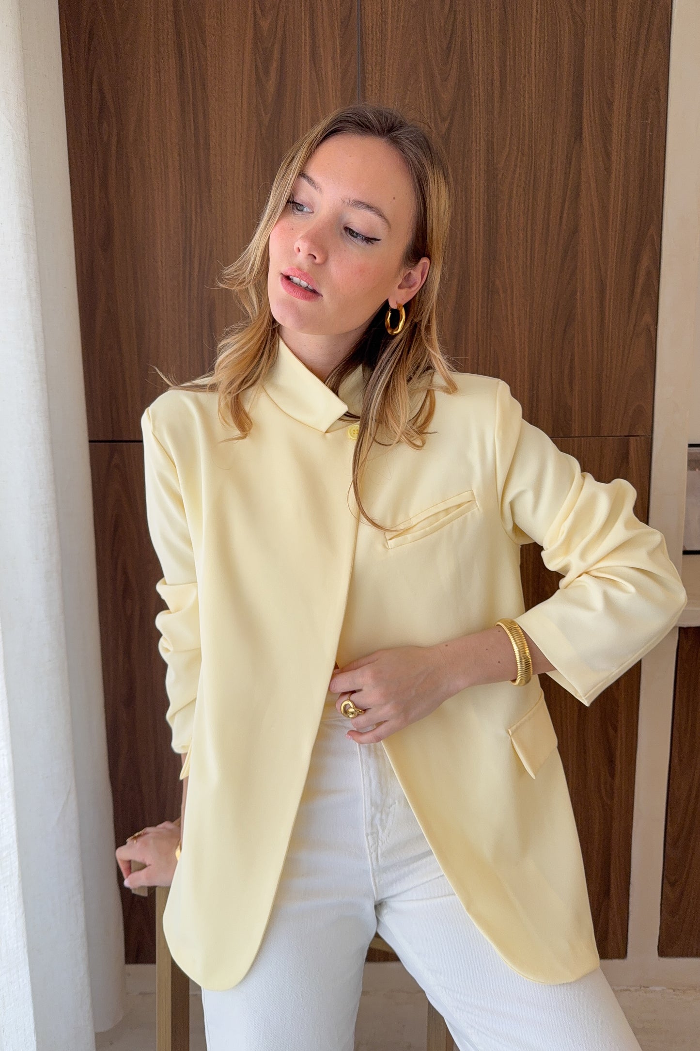 VESTE ASYMETRIQUE LILY - JAUNE PASTEL