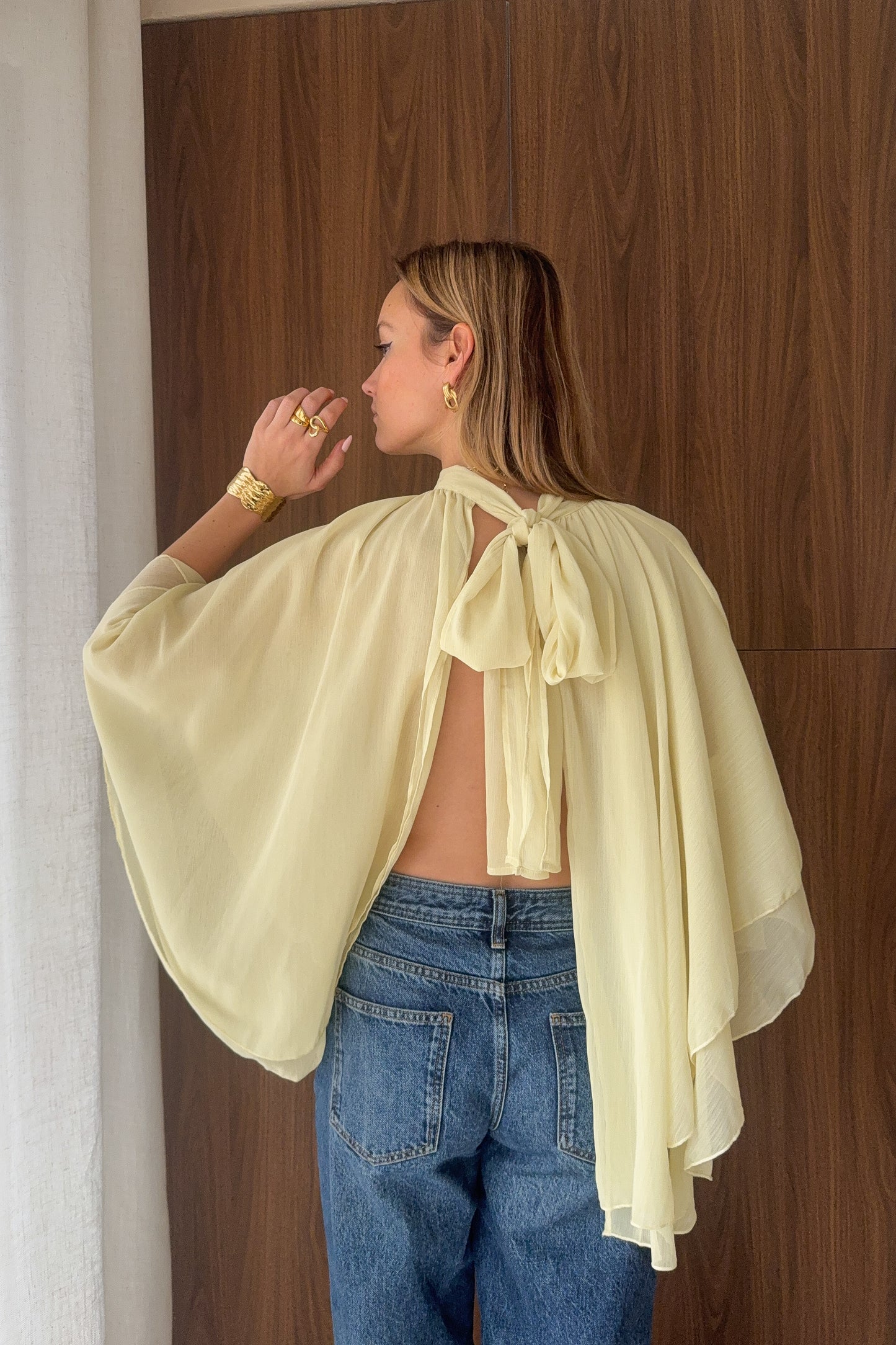 BLOUSE CAPE VAVA JAUNE PALE