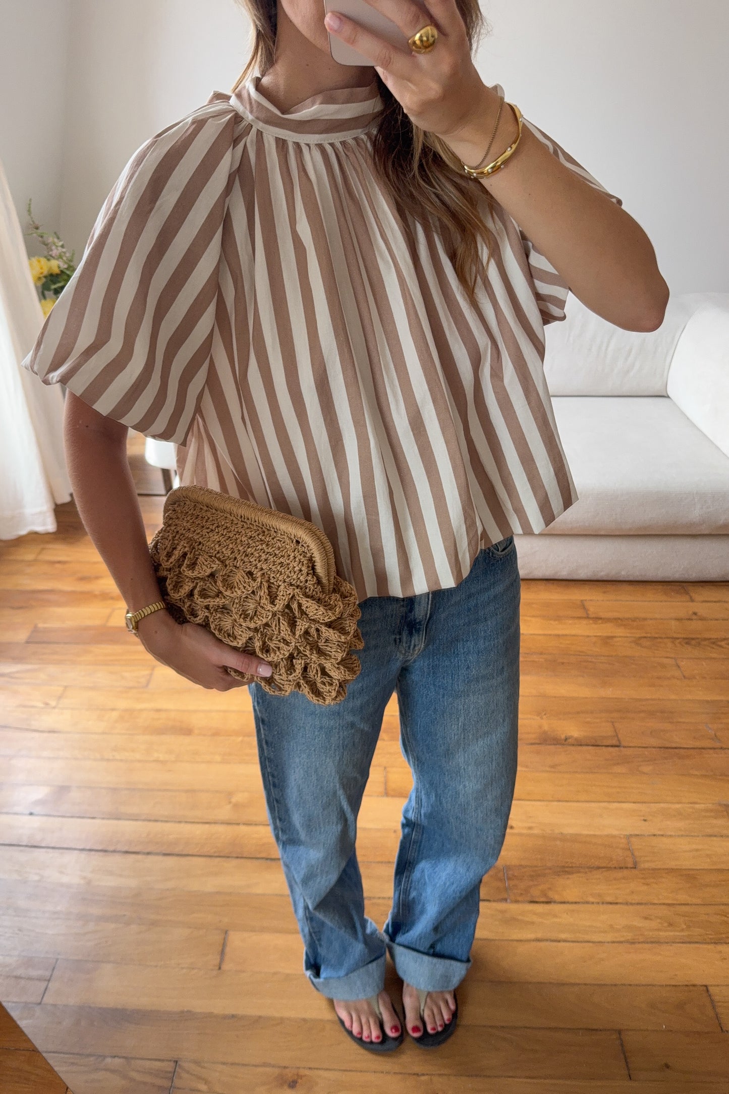 TOP THOMAS BEIGE ET ECRU