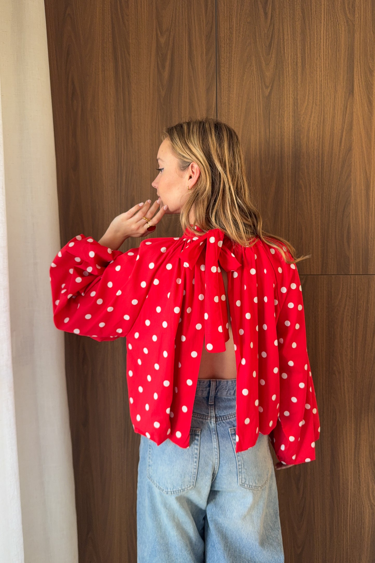 BLOUSE A POIS EVA ROUGE