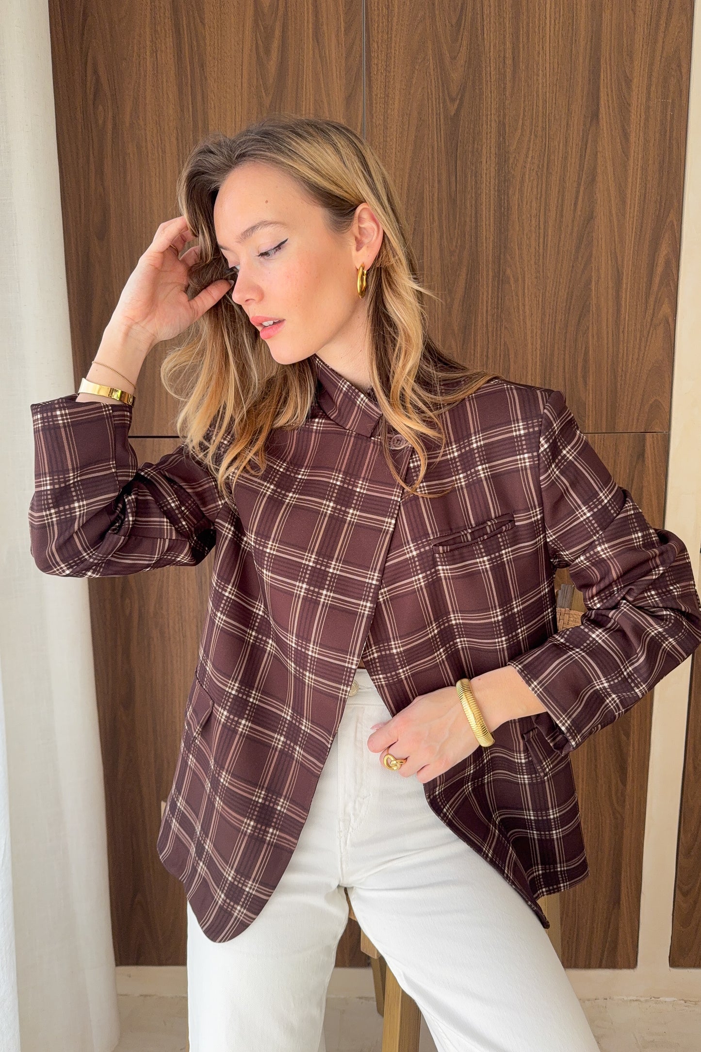 VESTE ASYMETRIQUE ZOE - CHOCO