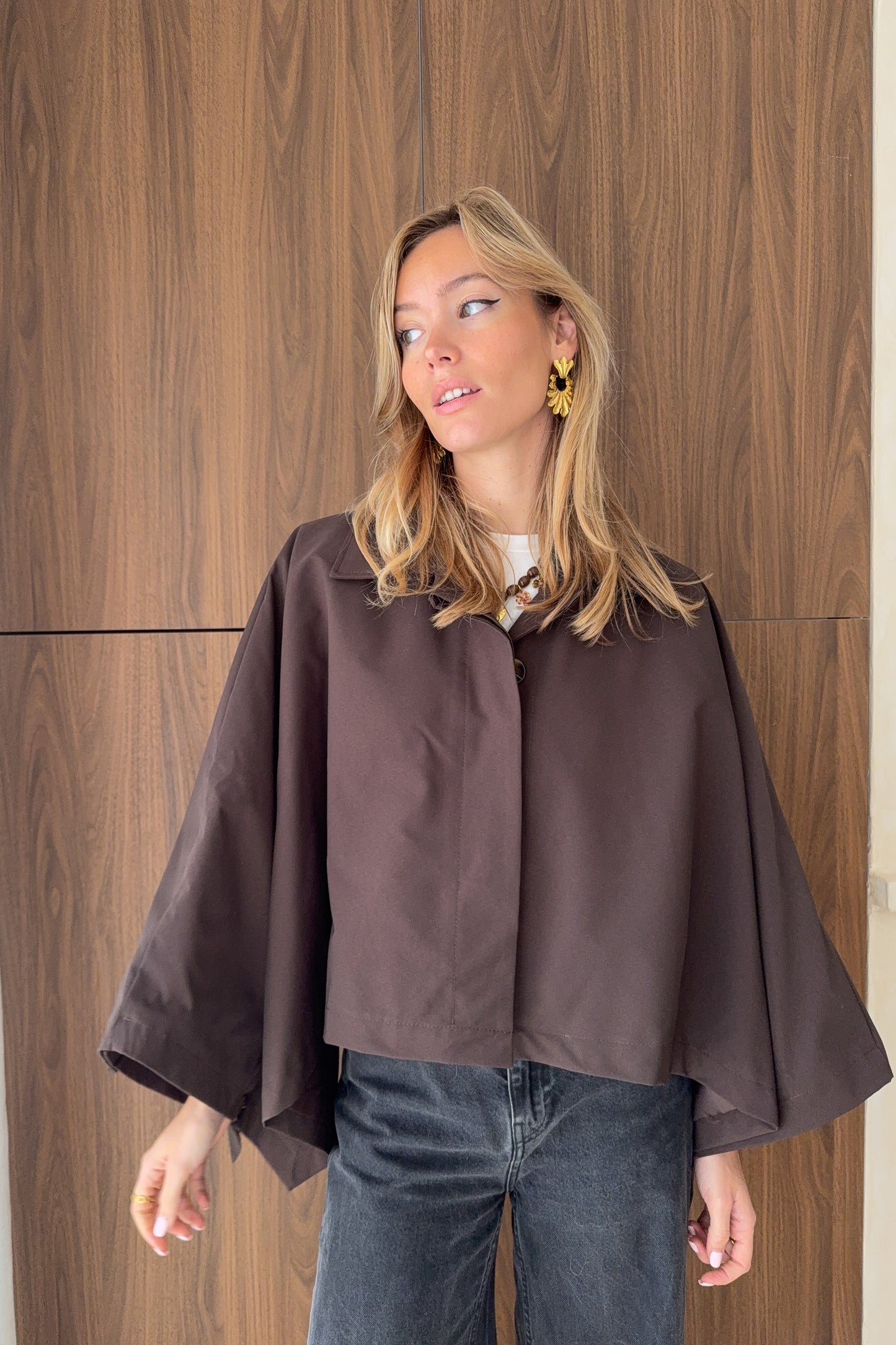 VESTE CAPE MARRON MILANO