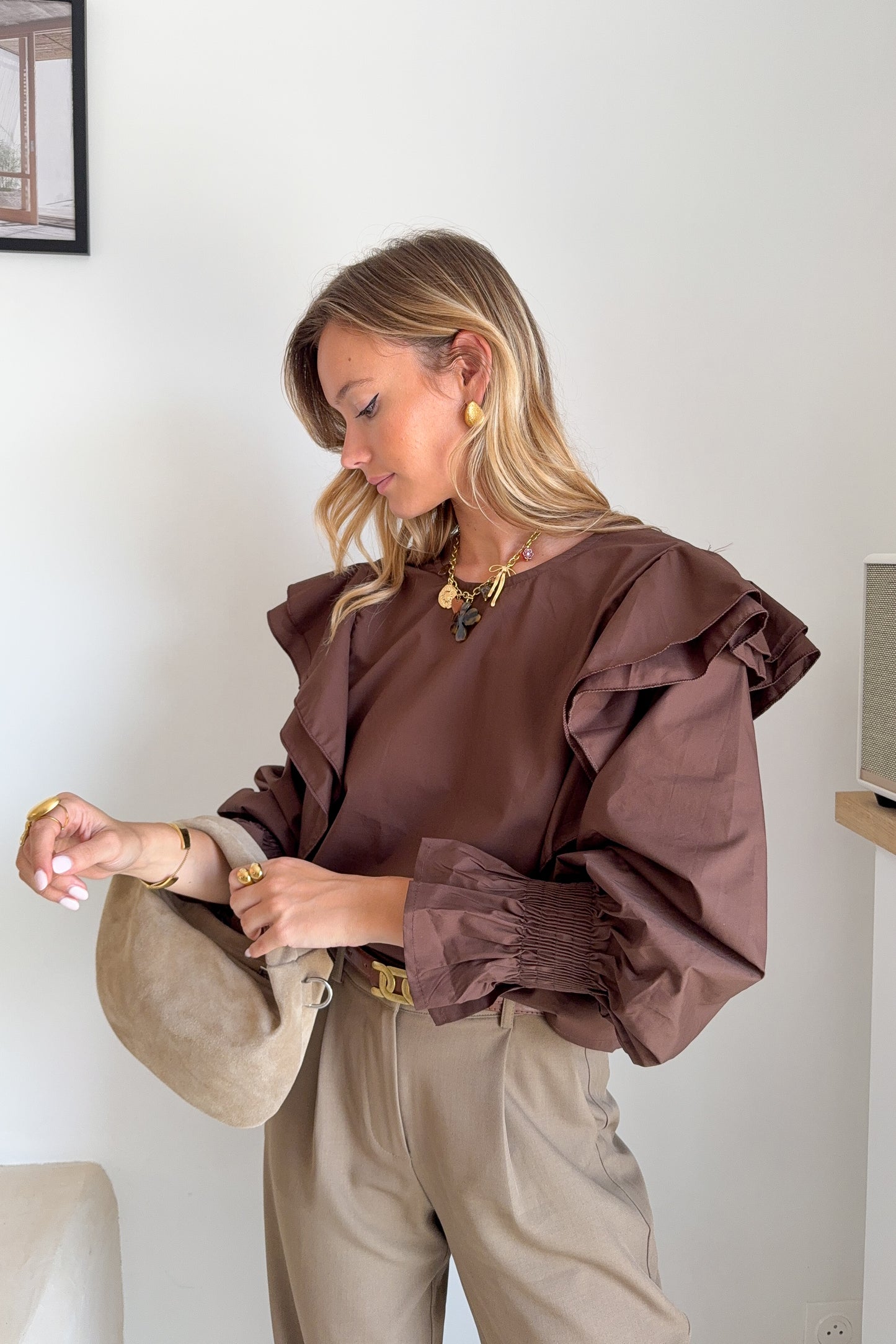 BLOUSE JADE MARRON