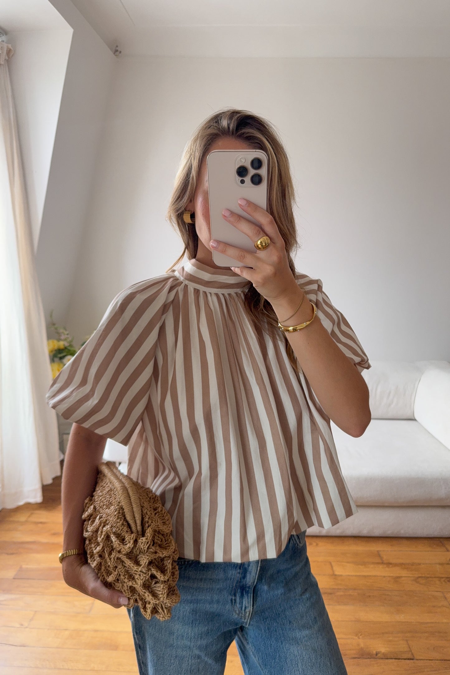 TOP THOMAS BEIGE ET ECRU