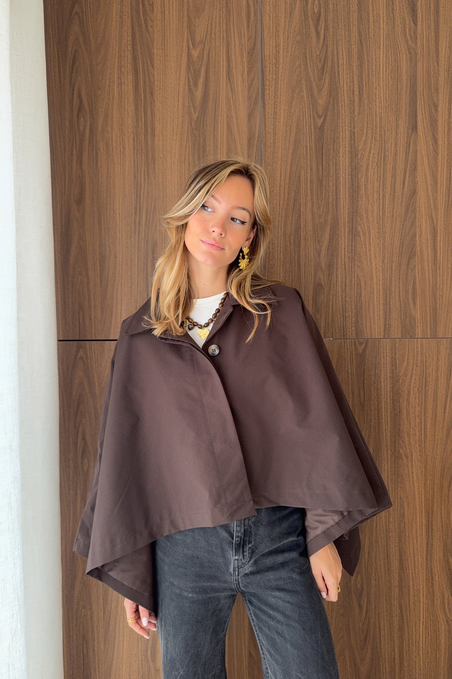VESTE CAPE MARRON MILANO