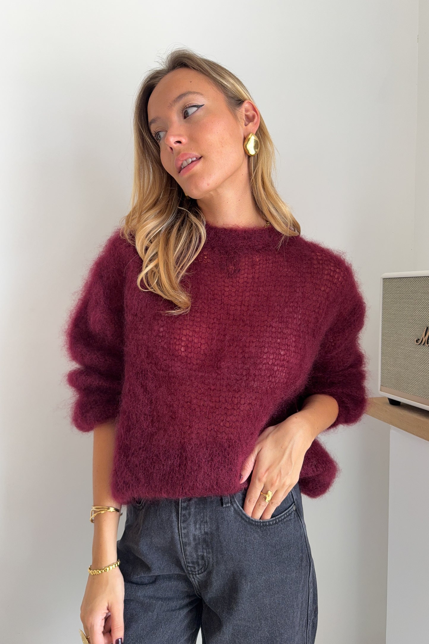 MAILLE FLUFFY CLEA BORDEAUX (en mohair)