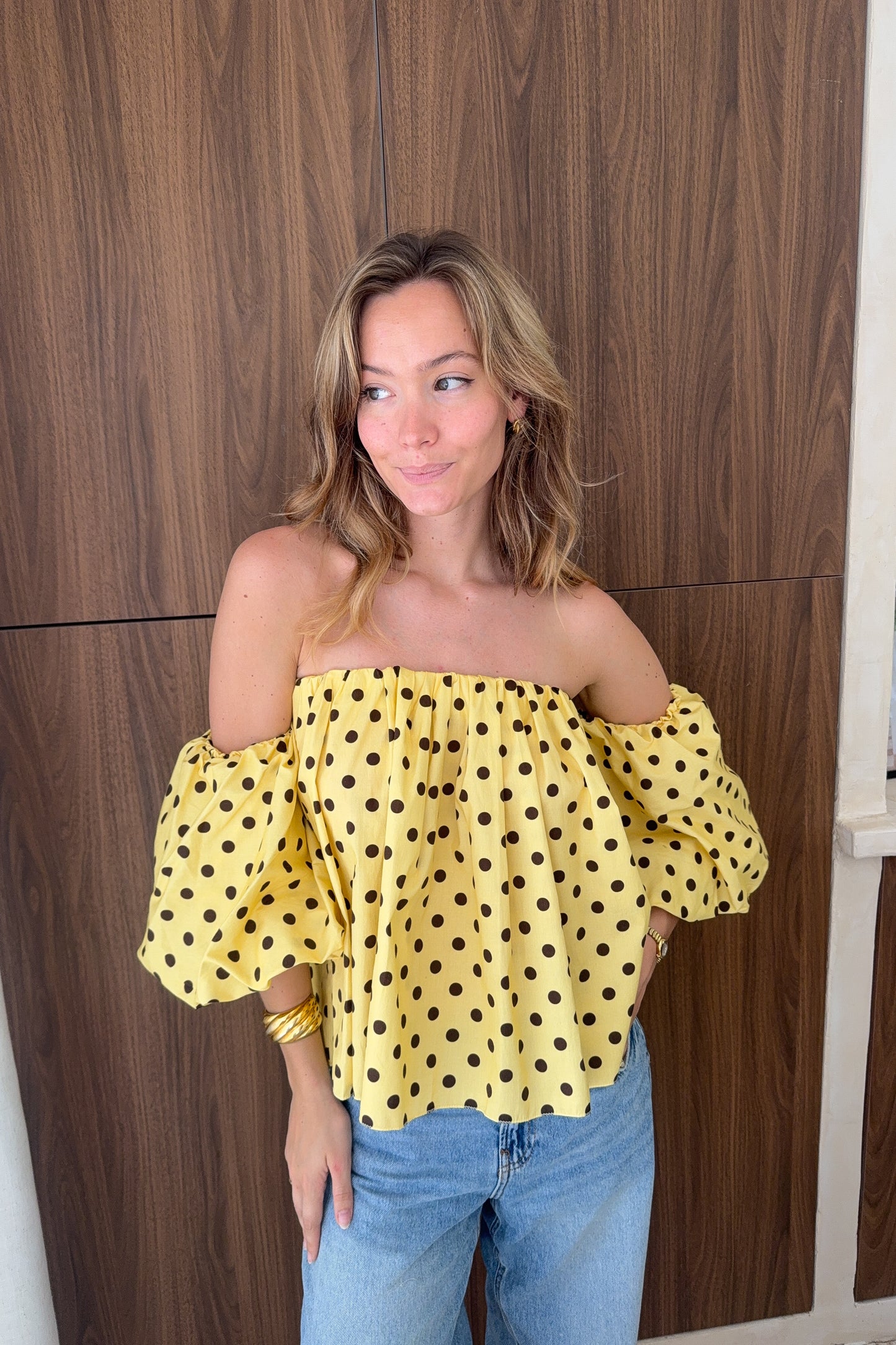 TOP PAOLINA A POIS JAUNE