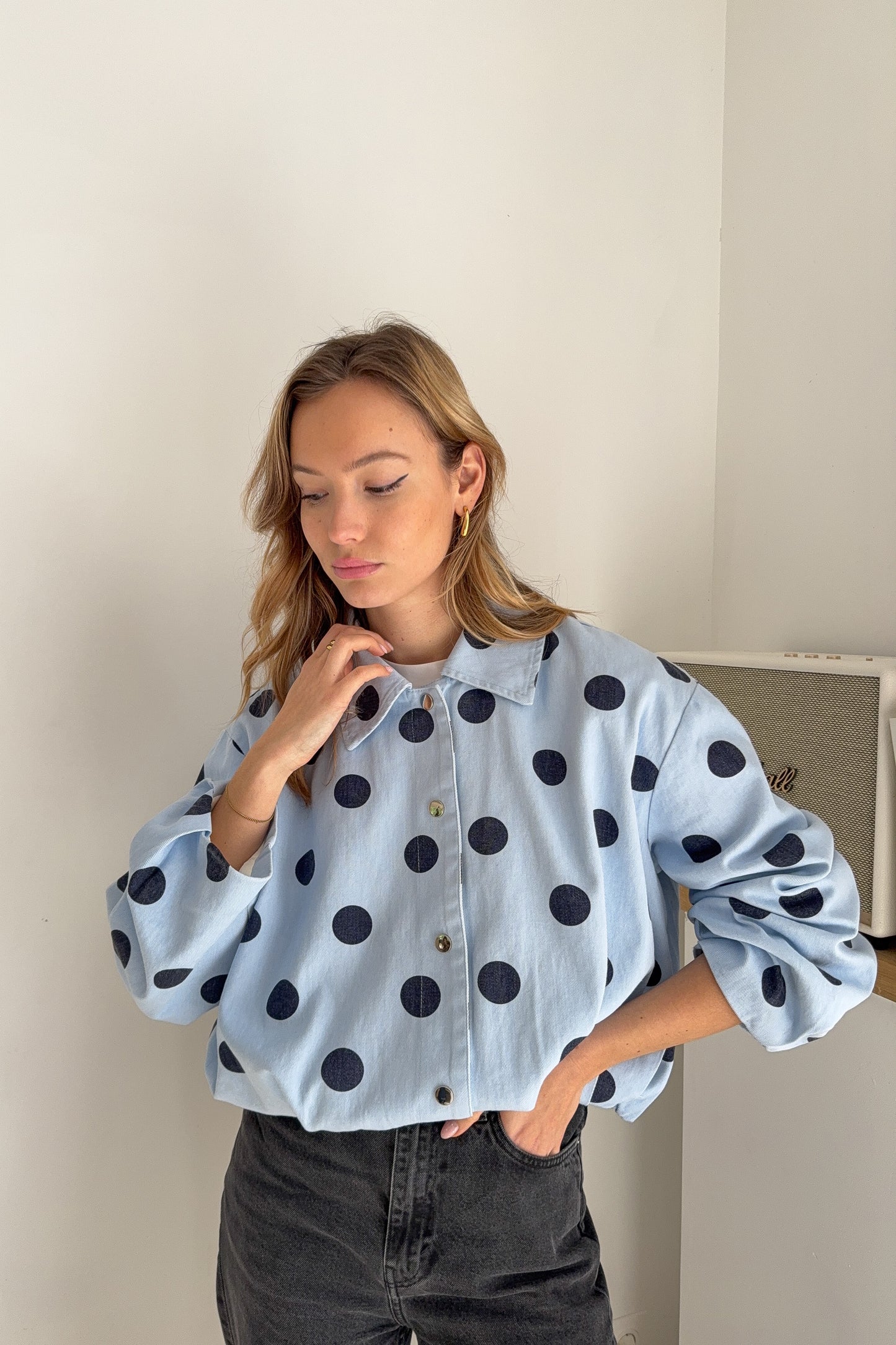 VESTE A POIS MARTINA BLEUE