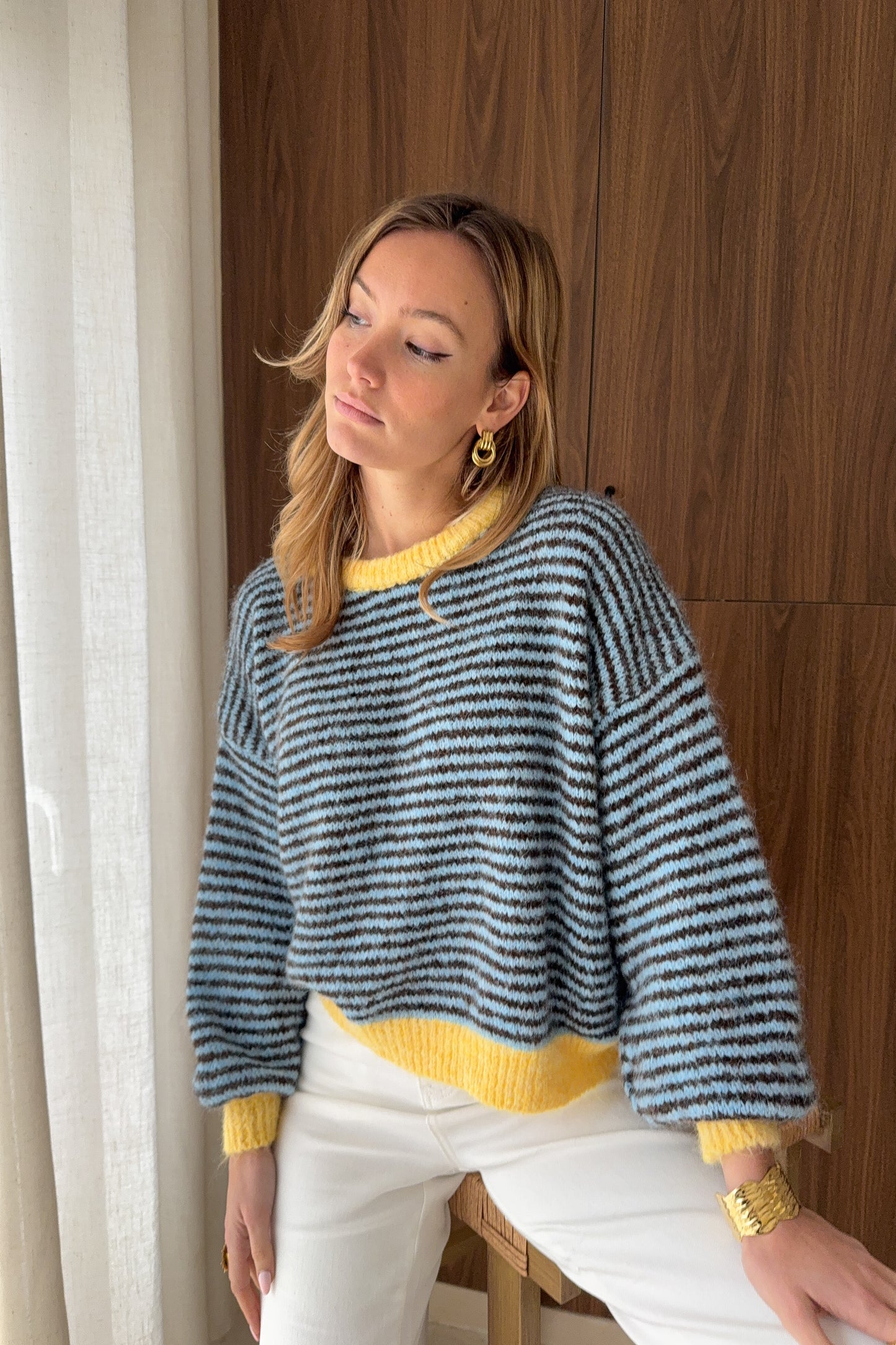 PULL LEANDRE BLEU/JAUNE