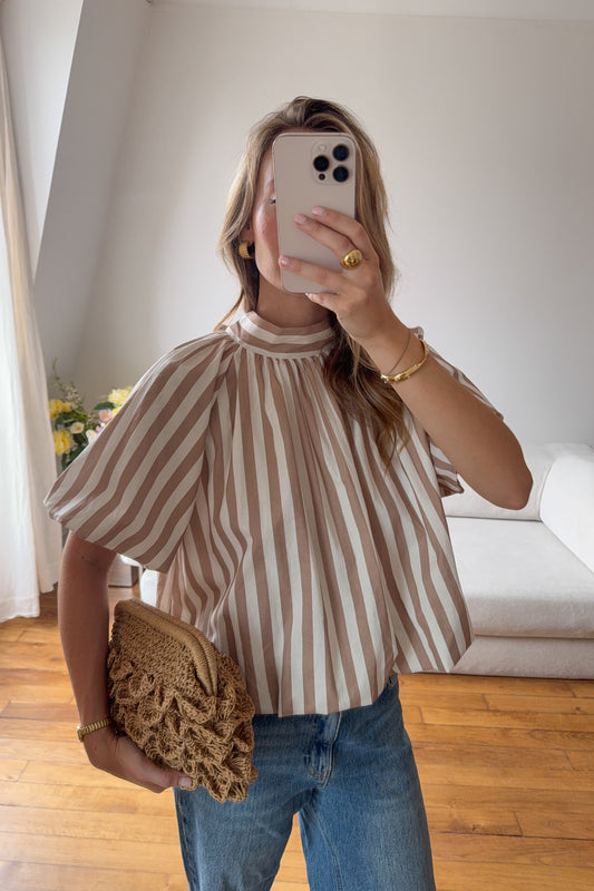 TOP THOMAS BEIGE ET ECRU