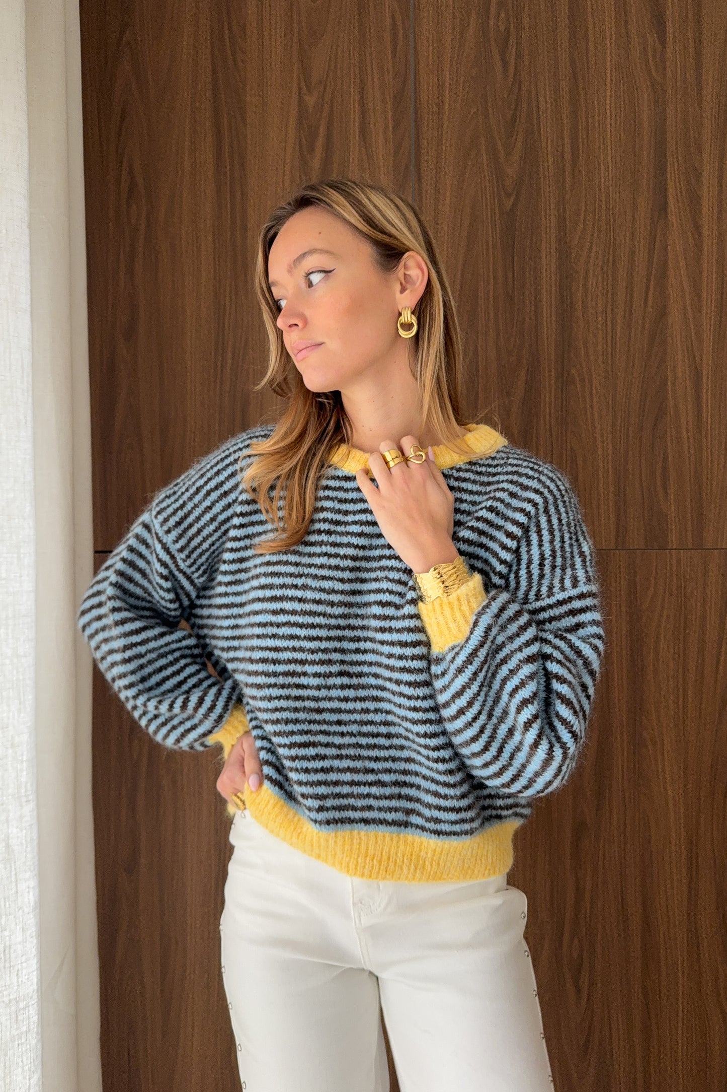 PULL LEANDRE BLEU/JAUNE