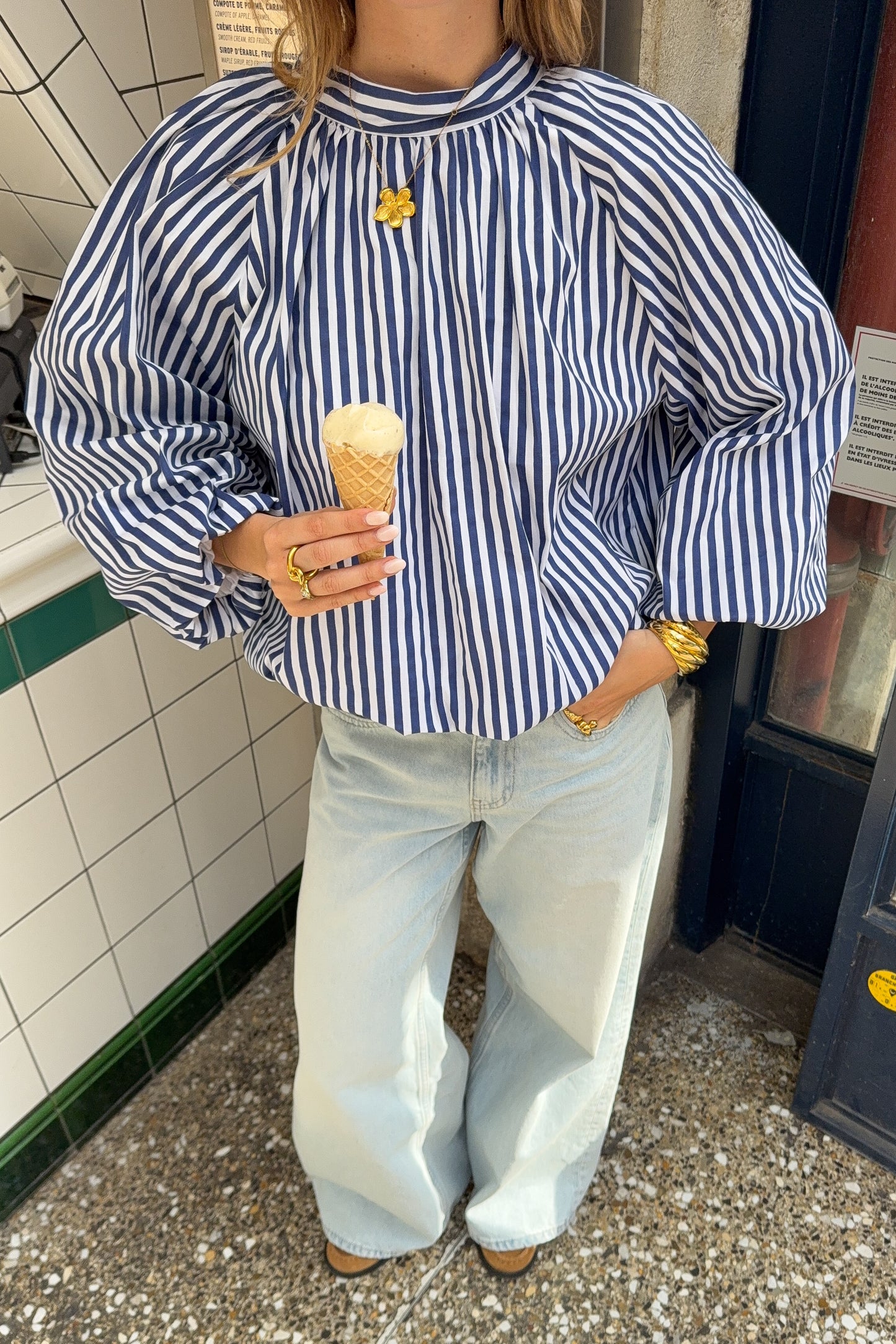 BLOUSE ELYA RAYEE BLEUE