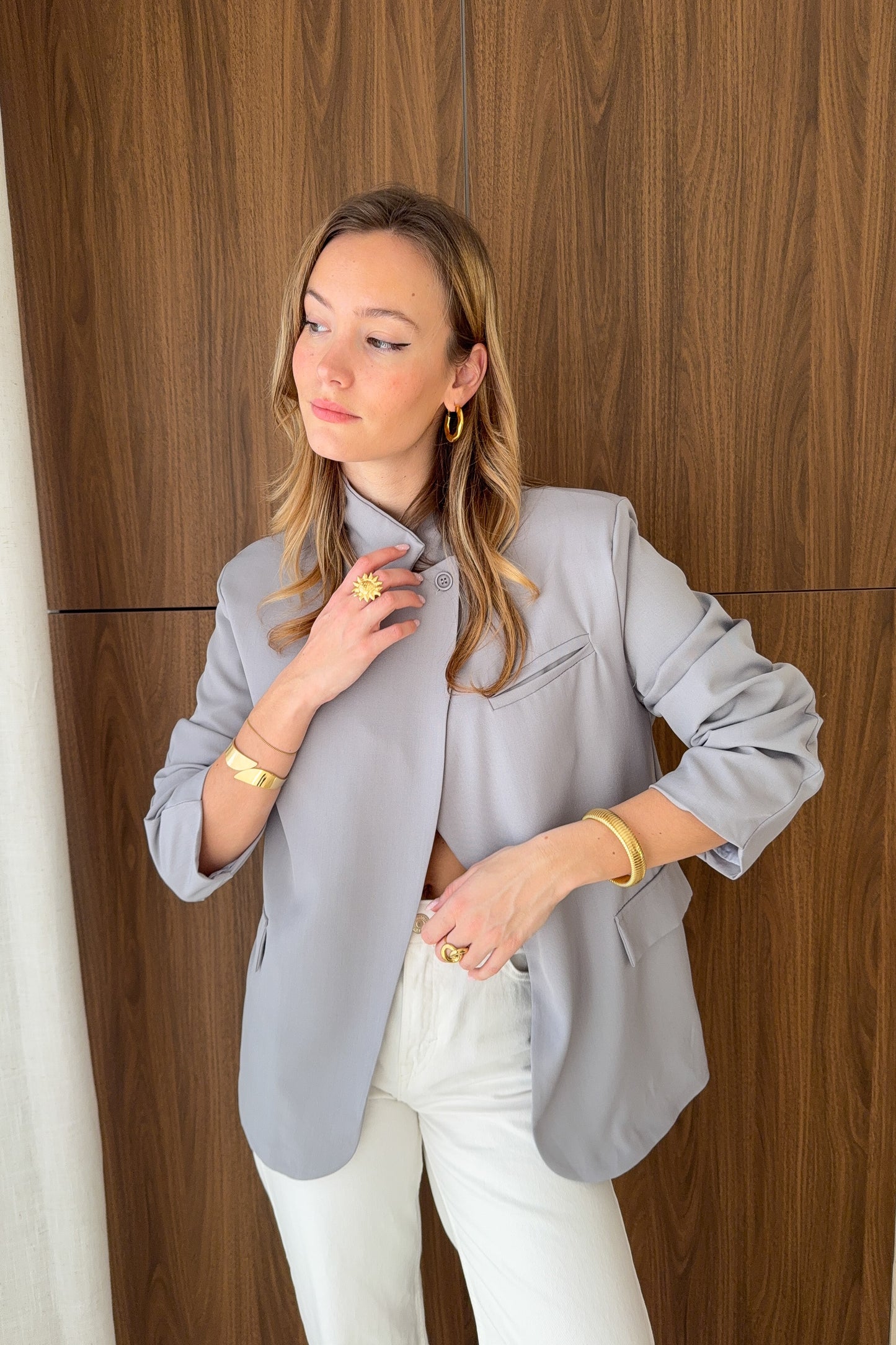 VESTE ASYMETRIQUE LILY - GRISE