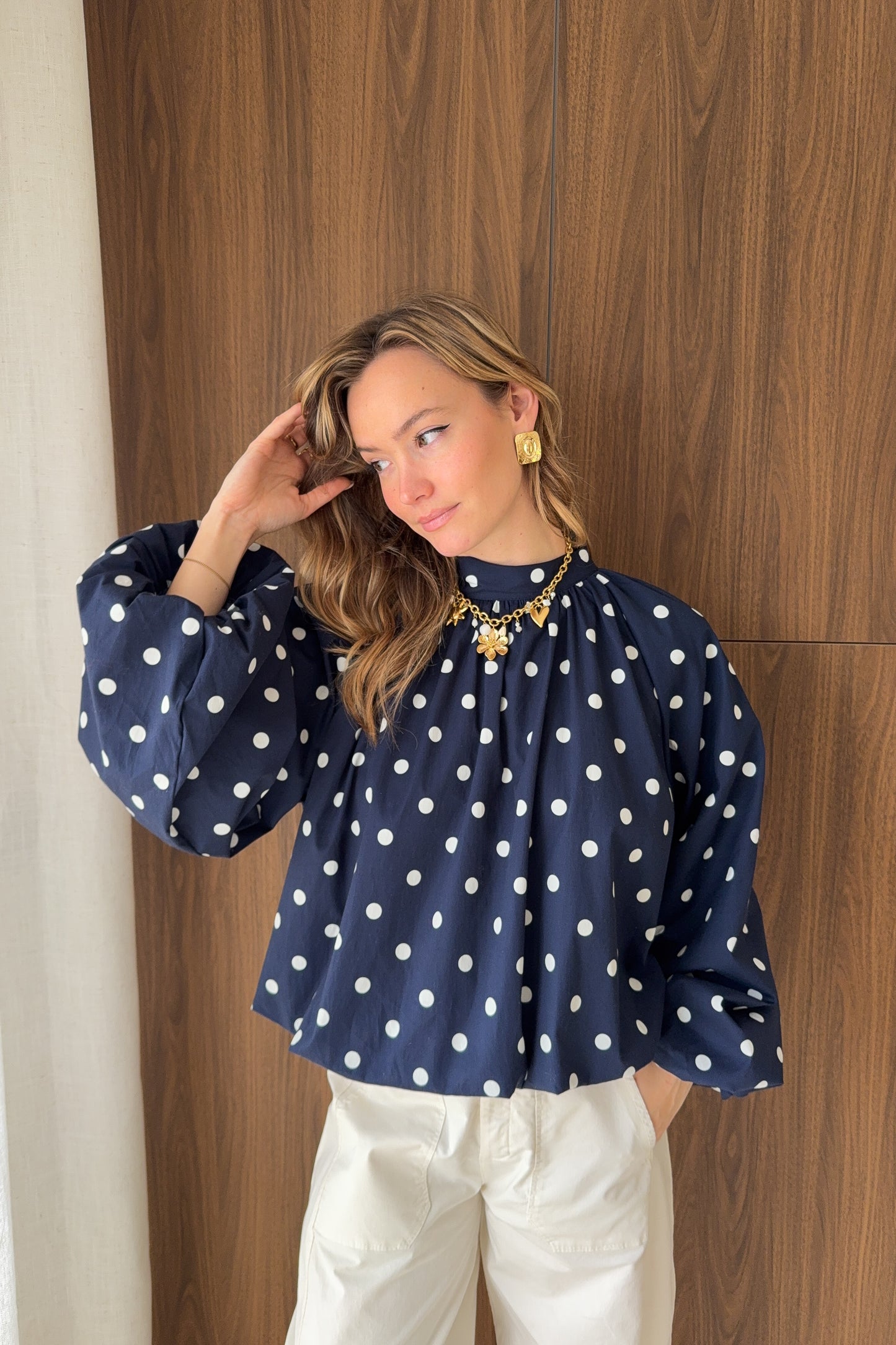BLOUSE A POIS EVA MARINE