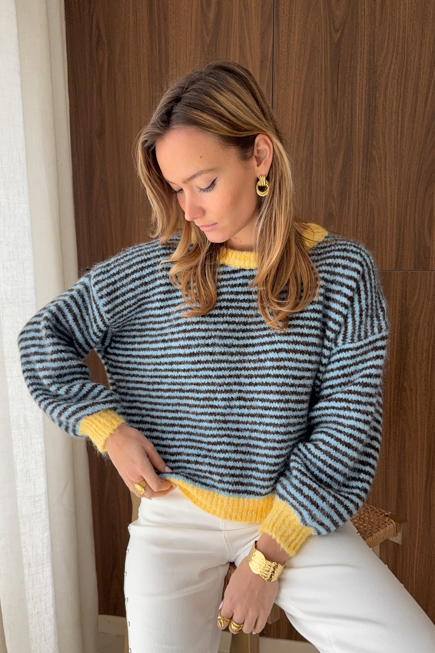 PULL LEANDRE BLEU/JAUNE