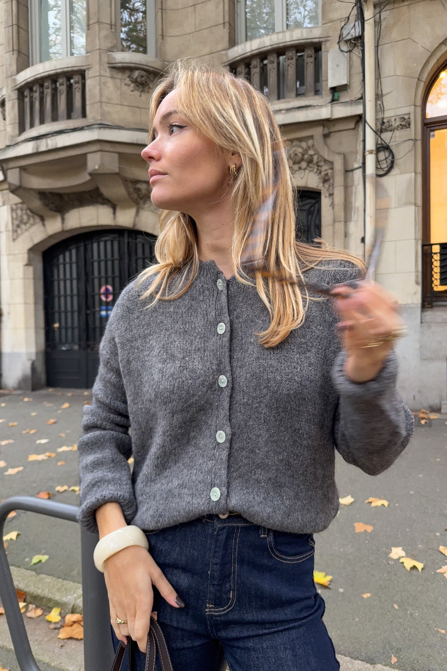 GILET ALMA GRIS (30% kid mohair)