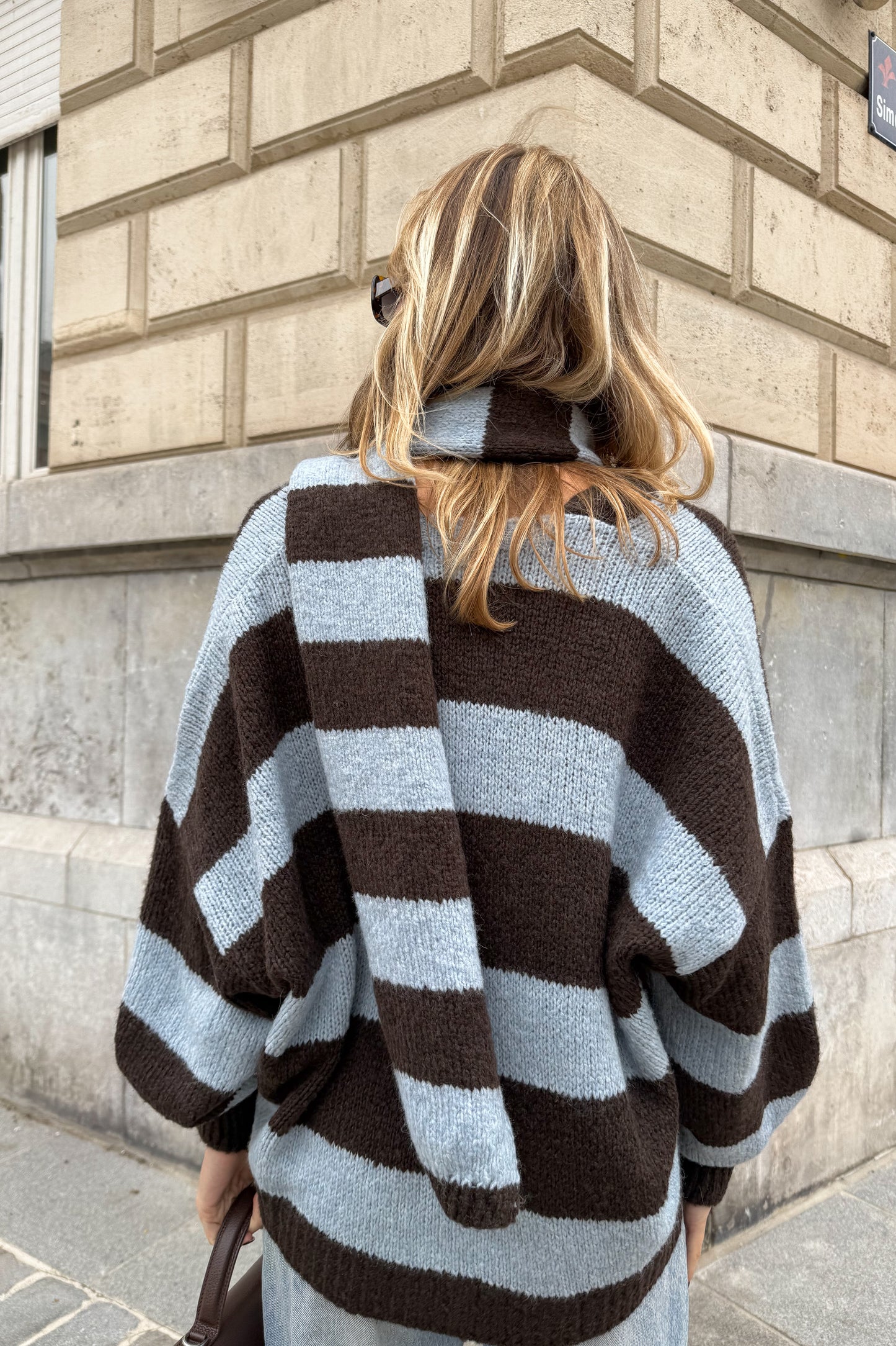 GILET GAETAN CIEL ET CHOCO (vendu avec son écharpe assortie)