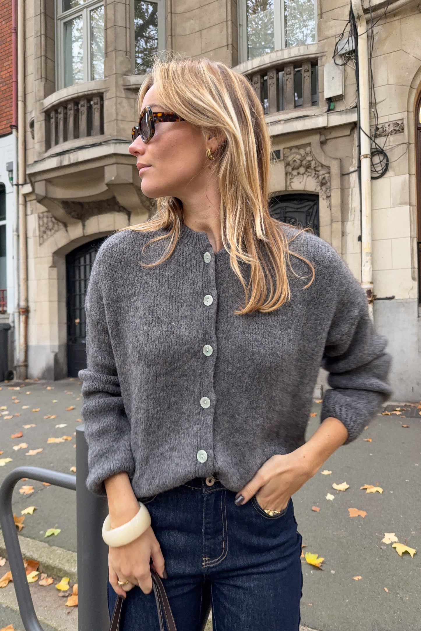 GILET ALMA GRIS (30% kid mohair)