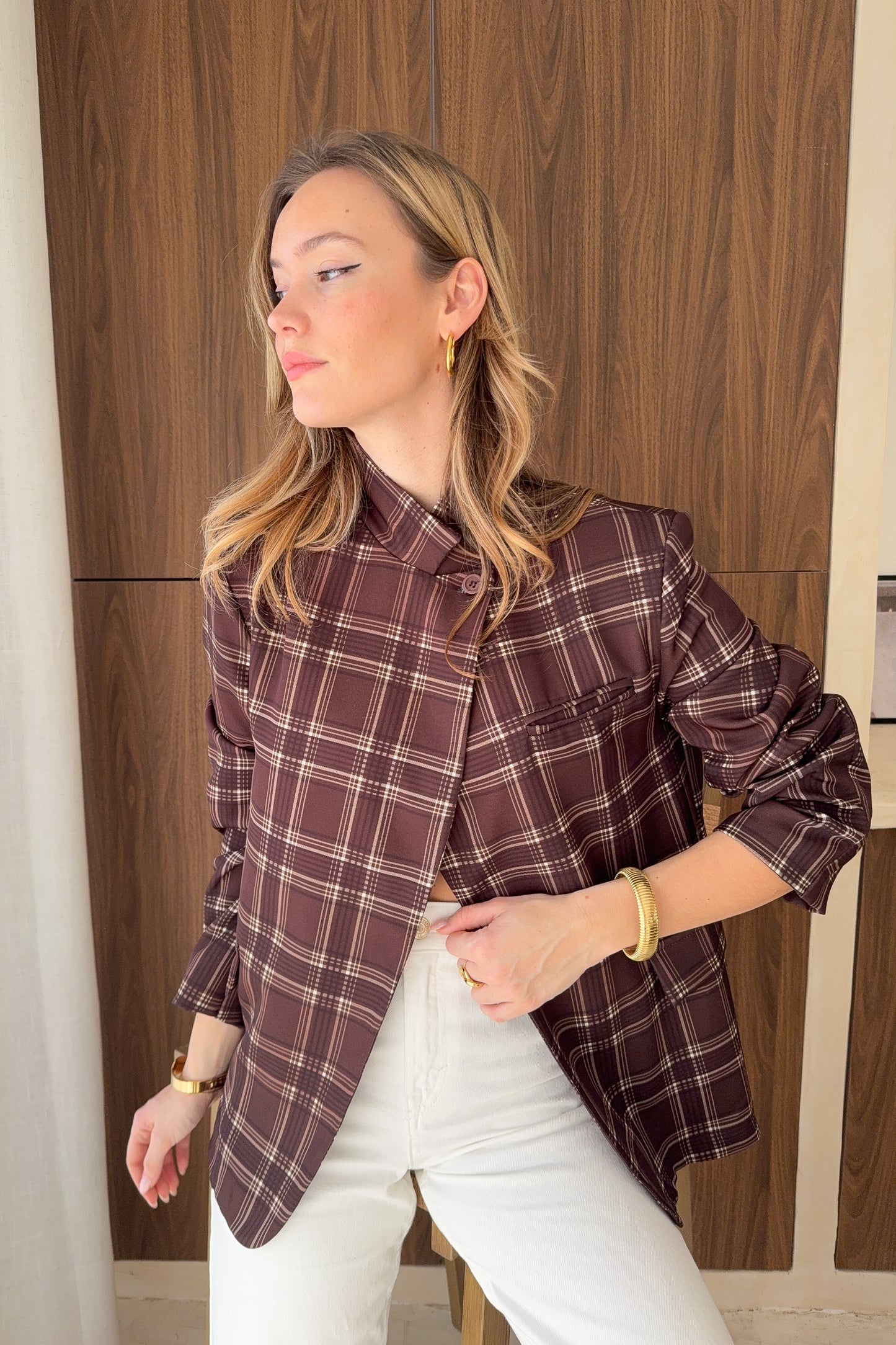 VESTE ASYMETRIQUE ZOE - CHOCO