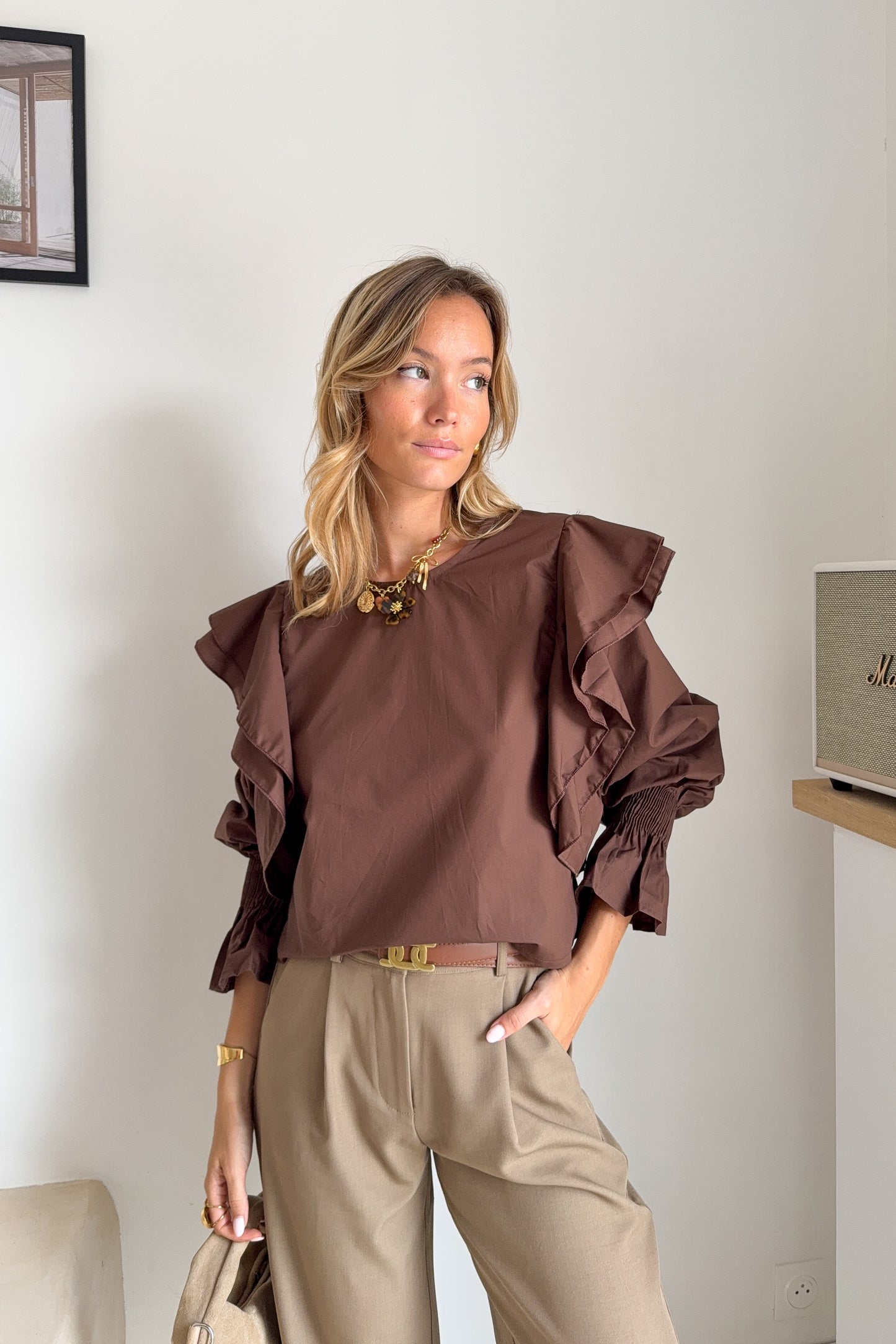 BLOUSE JADE MARRON