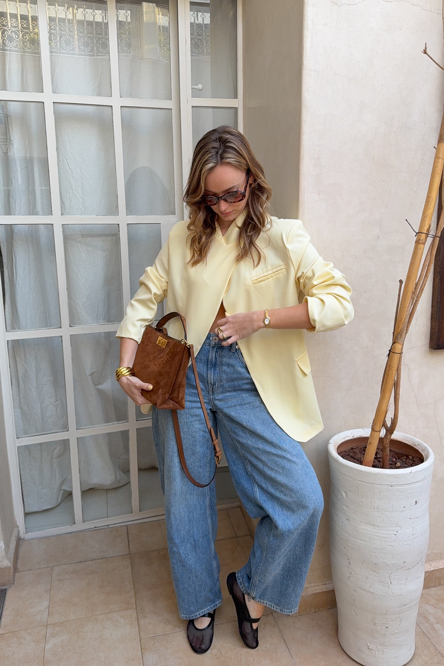 VESTE ASYMETRIQUE LILY - JAUNE PASTEL
