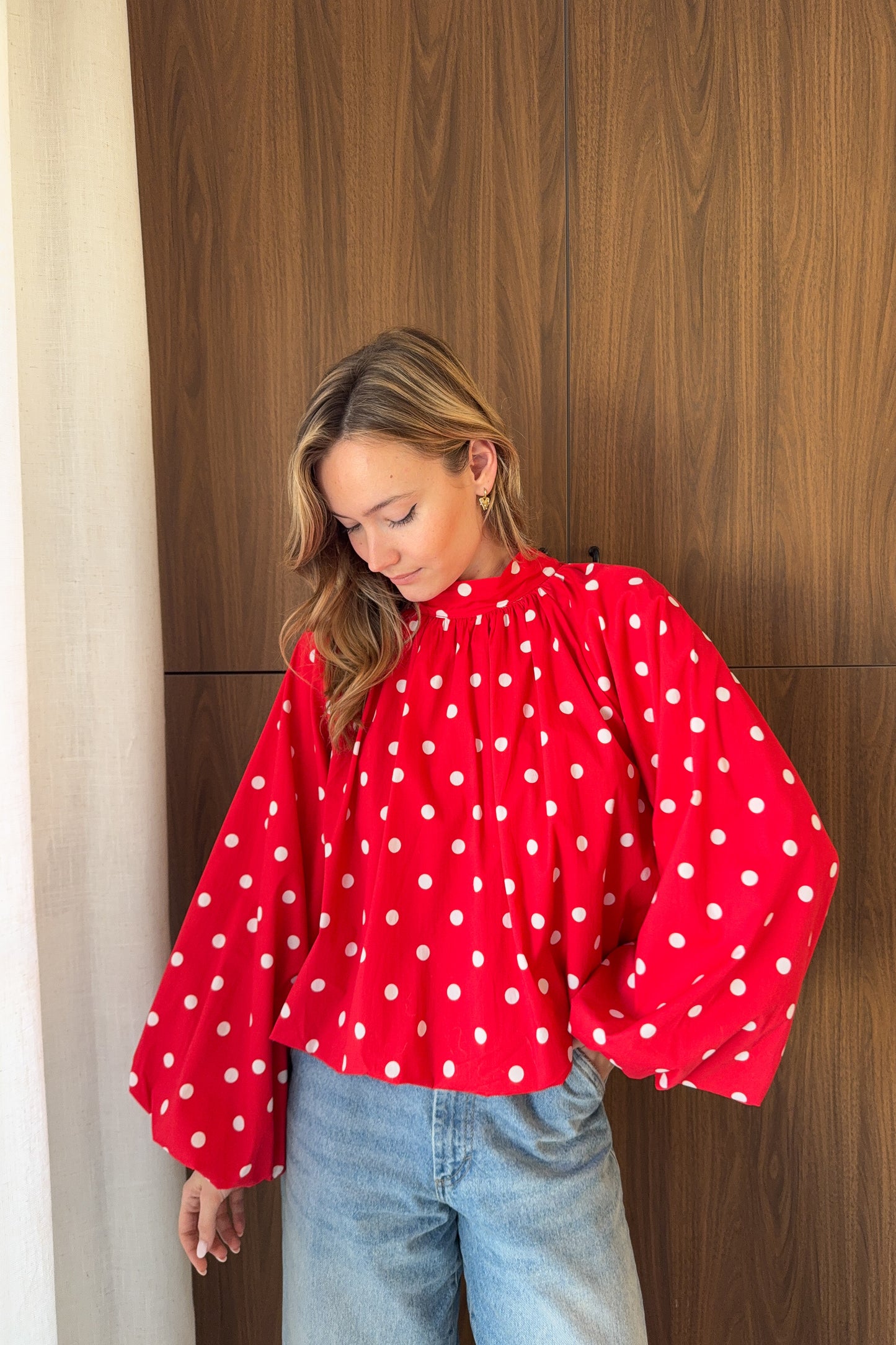 BLOUSE A POIS EVA ROUGE