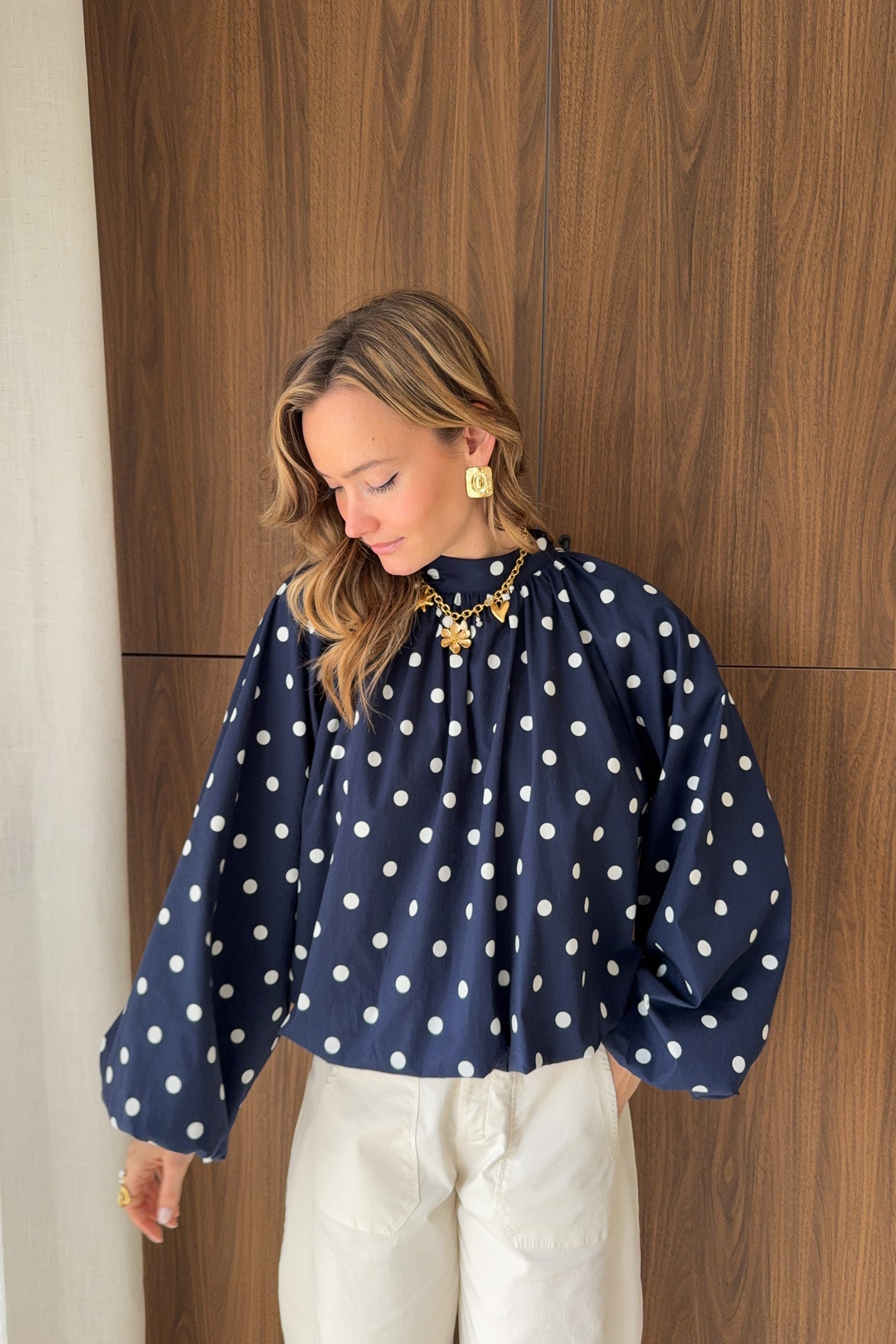 BLOUSE A POIS EVA MARINE
