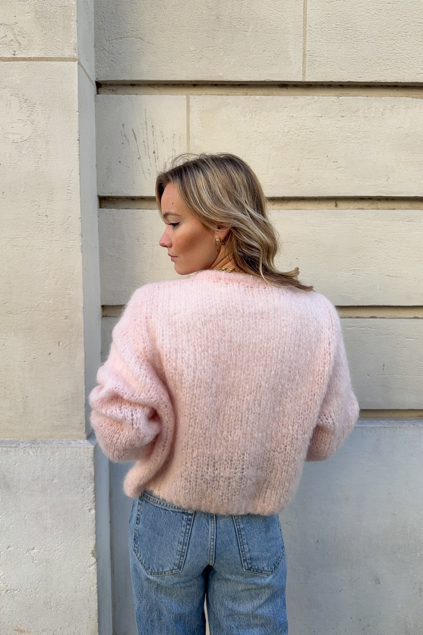 GILET LISON ROSE PALE (80% mohair)