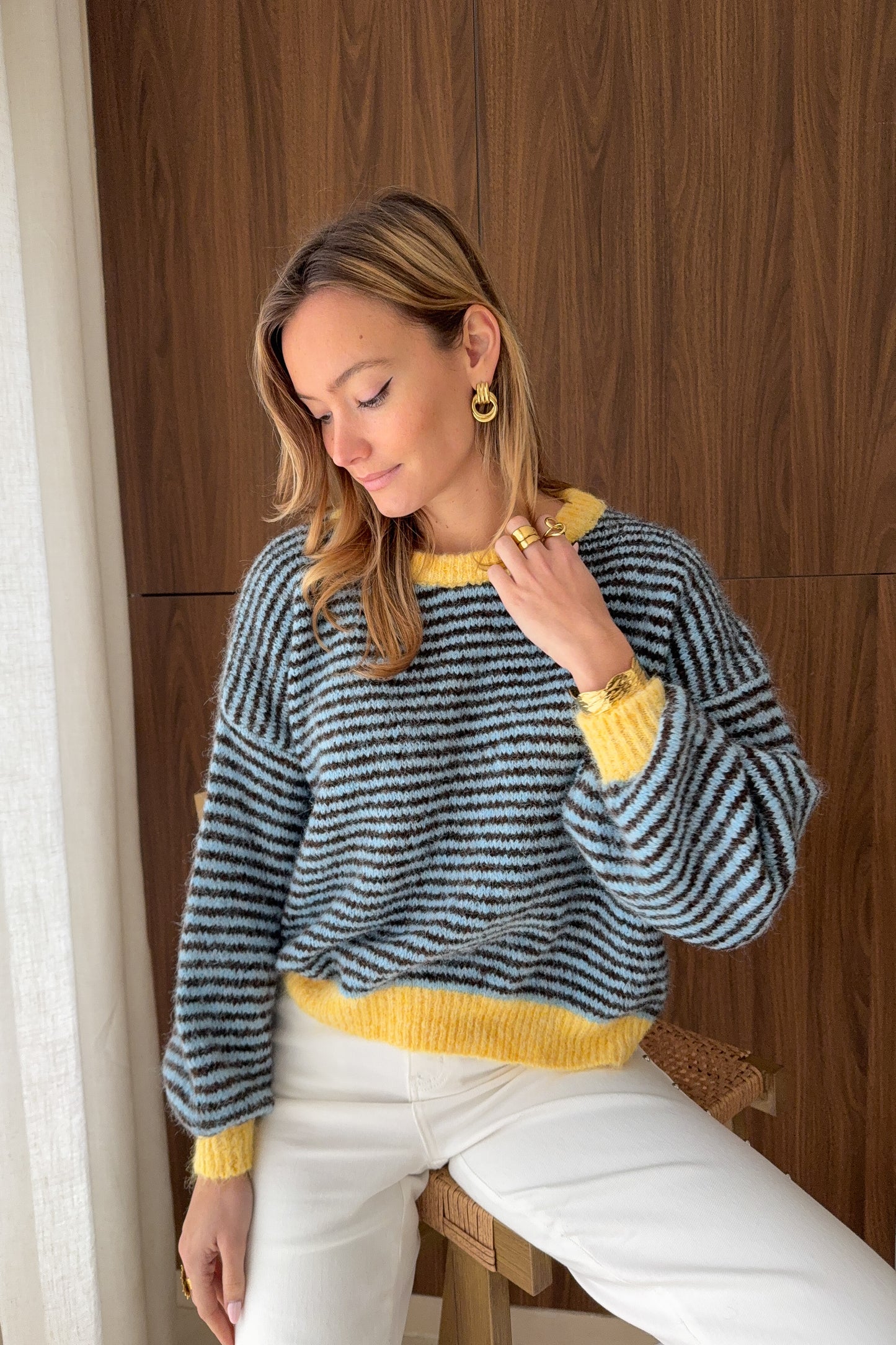 PULL LEANDRE BLEU/JAUNE