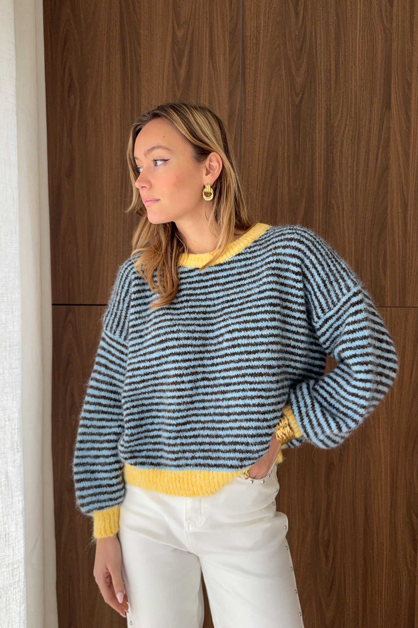 PULL LEANDRE BLEU/JAUNE