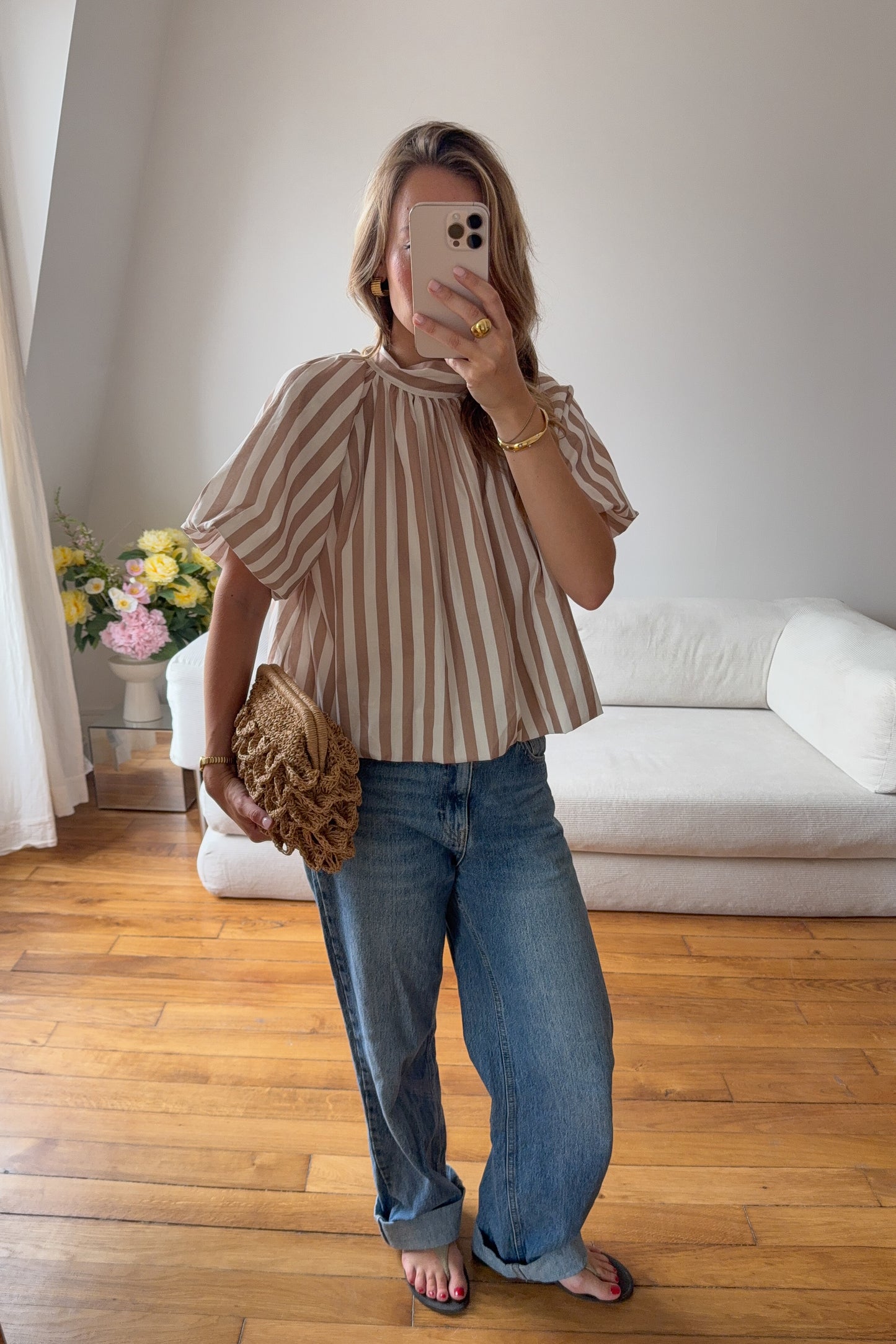TOP THOMAS BEIGE ET ECRU