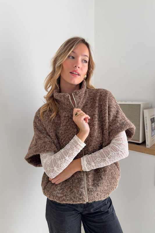 VESTE MARRON SANS MANCHES NOEMIE