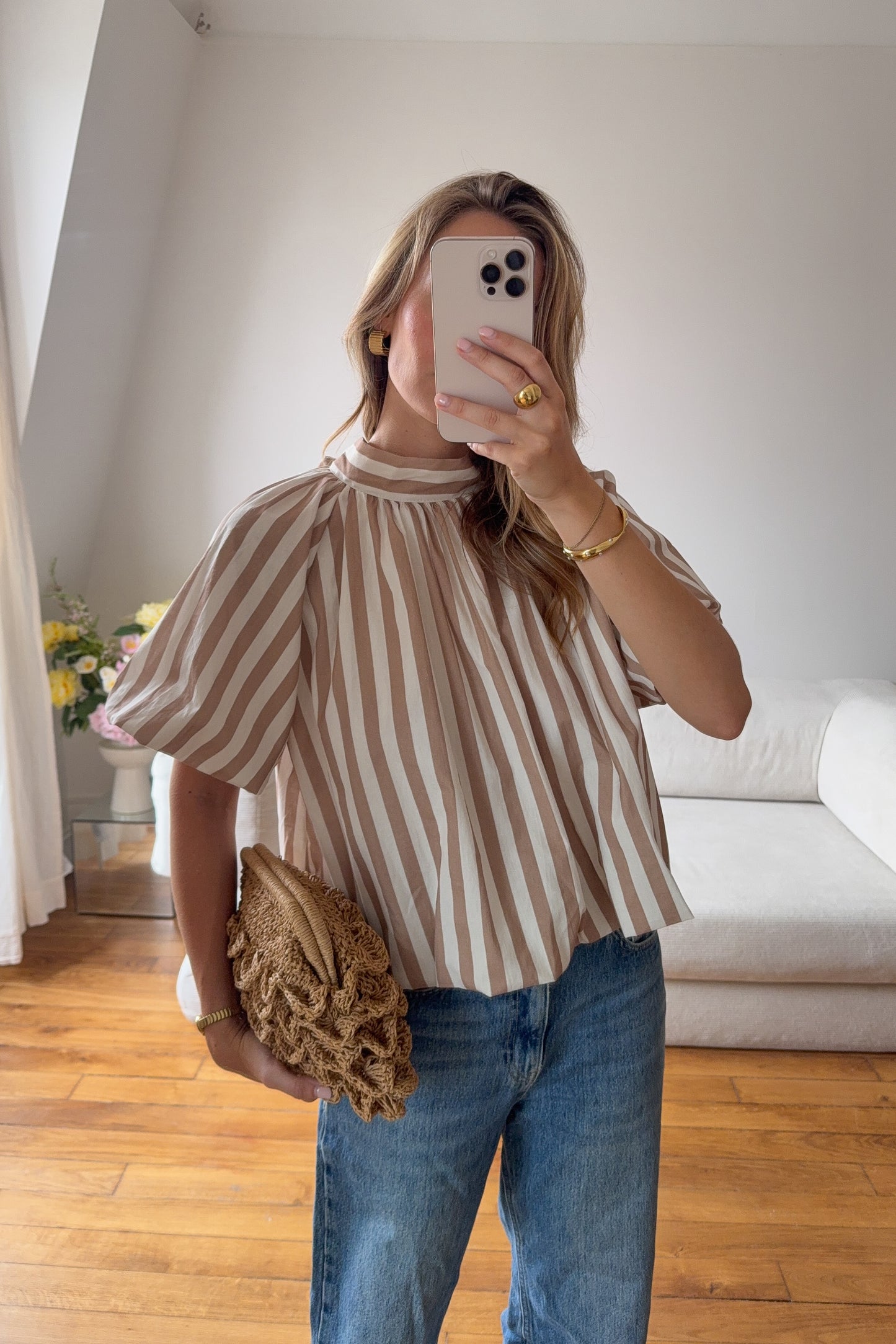 TOP THOMAS BEIGE ET ECRU