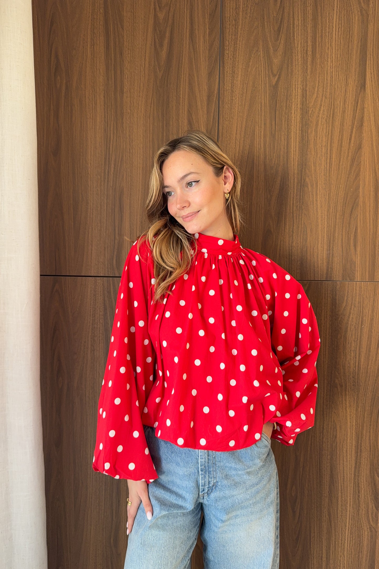 BLOUSE A POIS EVA ROUGE