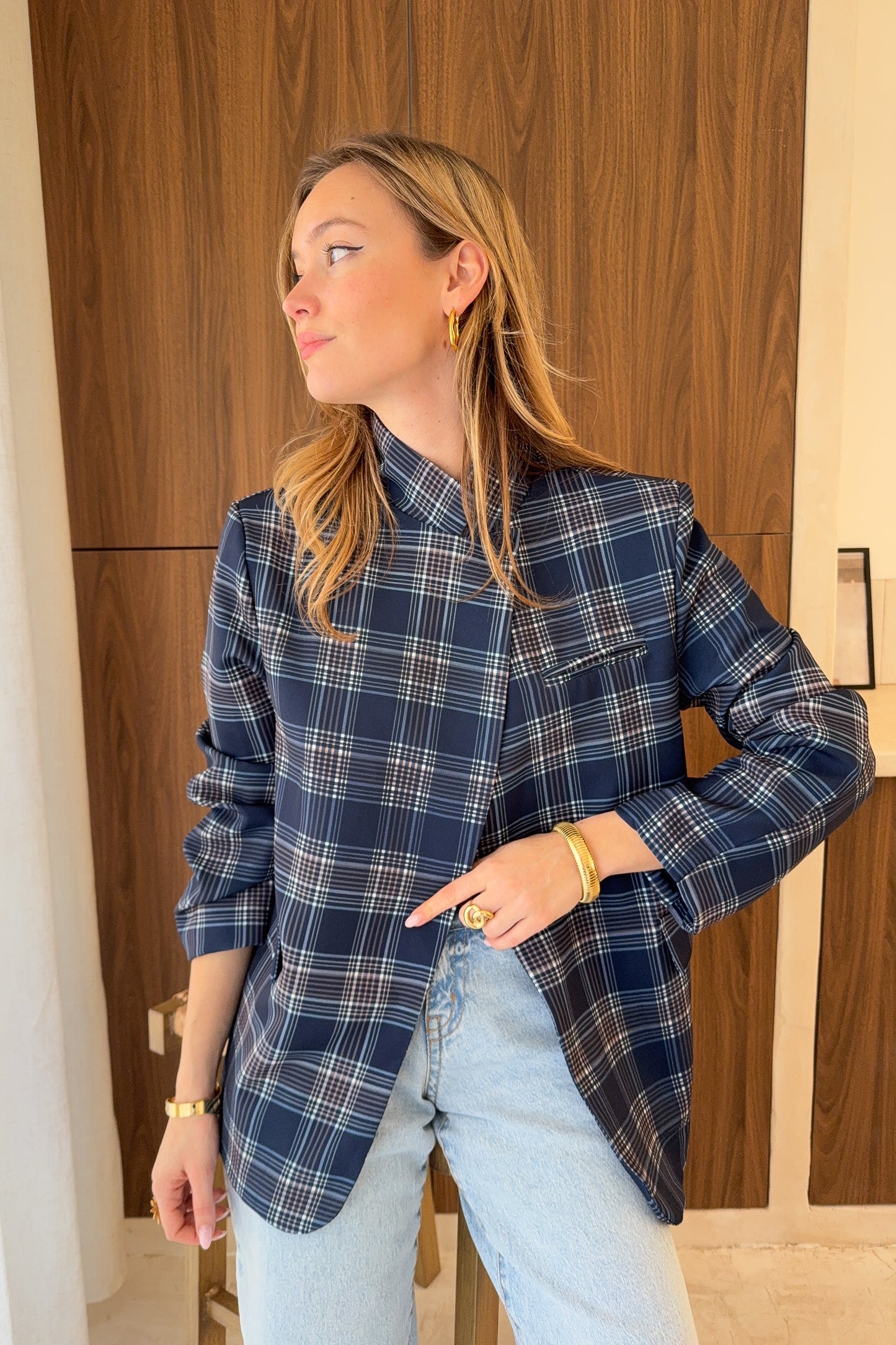 VESTE ASYMETRIQUE ZOE - MARINE