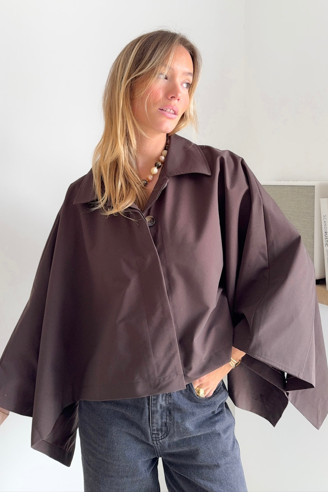 VESTE CAPE MARRON MILANO