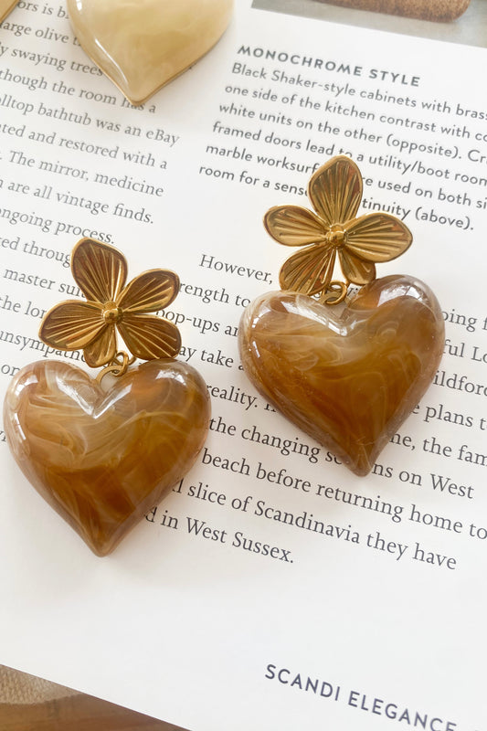 BOUCLES D'OREILLES HEART MARRON