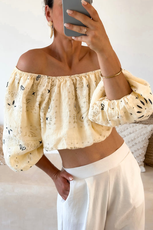 TOP BANDANA JAUNE PALE