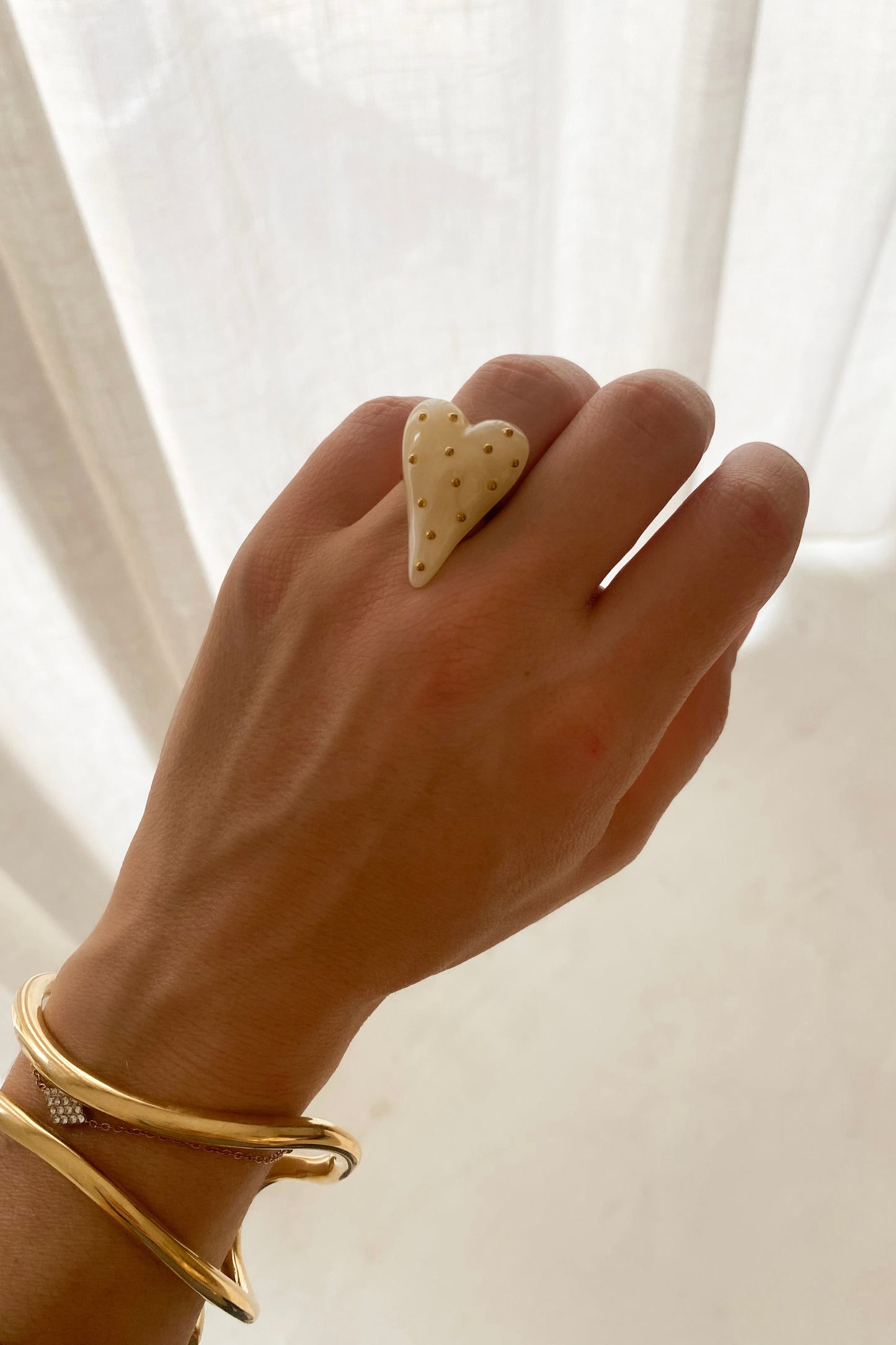BAGUE COEUR BEIGE