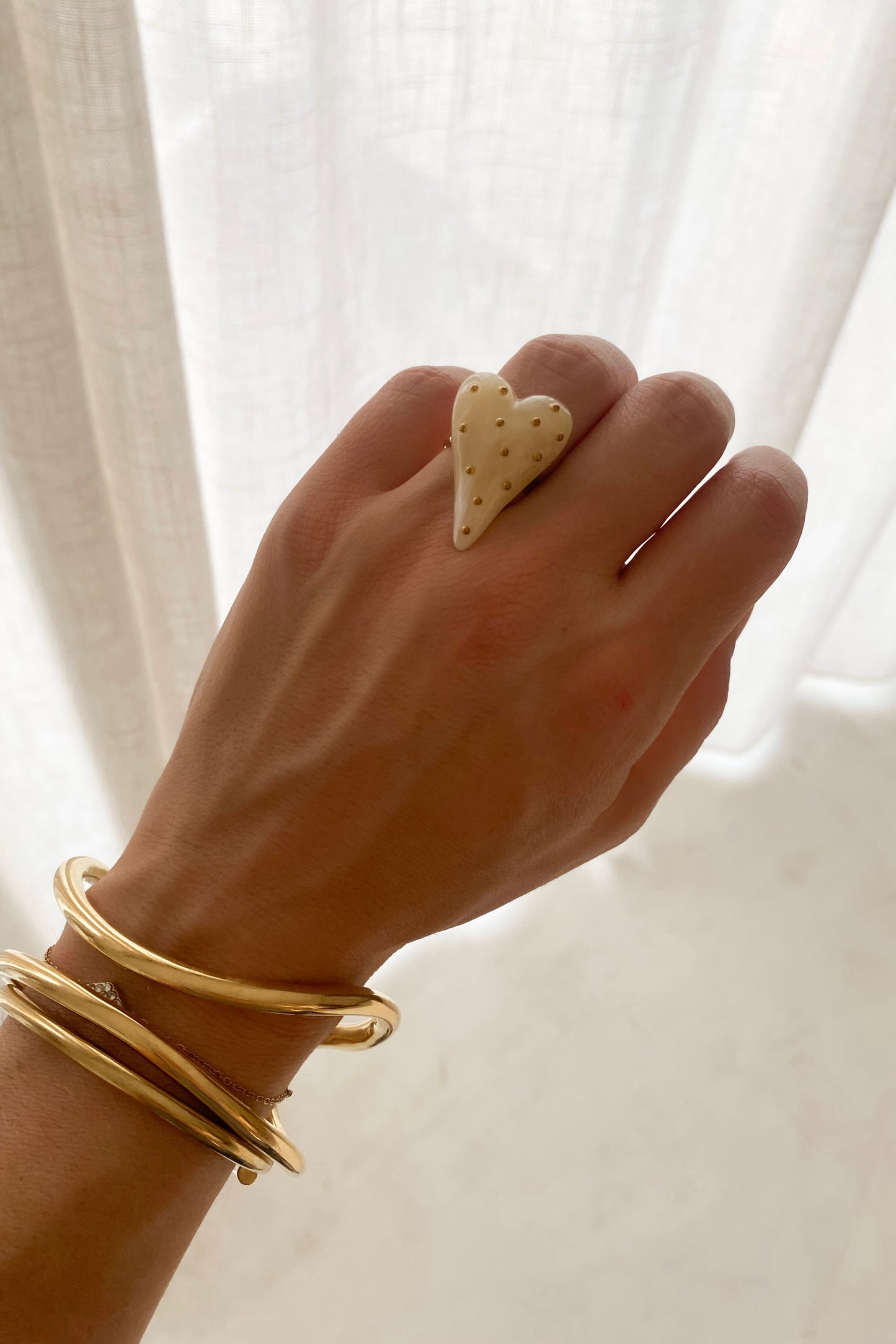 BAGUE COEUR BEIGE
